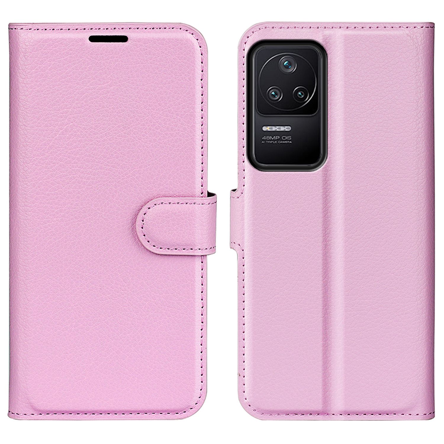 

Für Xiaomi Poco F4 5G / Redmi K40S 5G Anti-drop Litchi Textur Telefon Flip Wallet Hülle Kear-resistente PU Lederständer Cover - Rosa, Xiaomi Poco F4 5G
