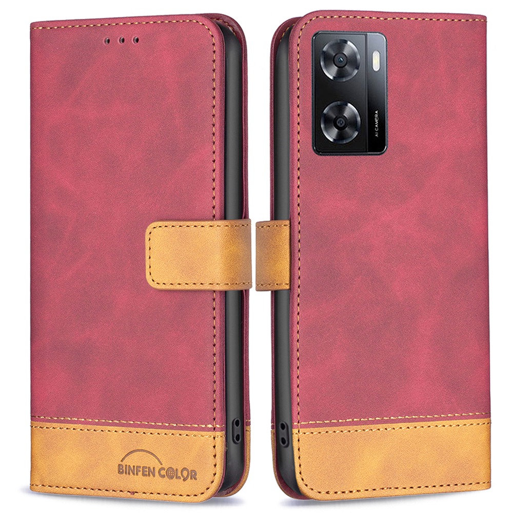 

Binfen Color BF Leder Hülle Serie-7 Für Oppo A57 4G Style 11 Matt Surface Ständer Mit PU Leder Brieftasche Style Flip Handy Hülle - Rot, Oppo A57 4G