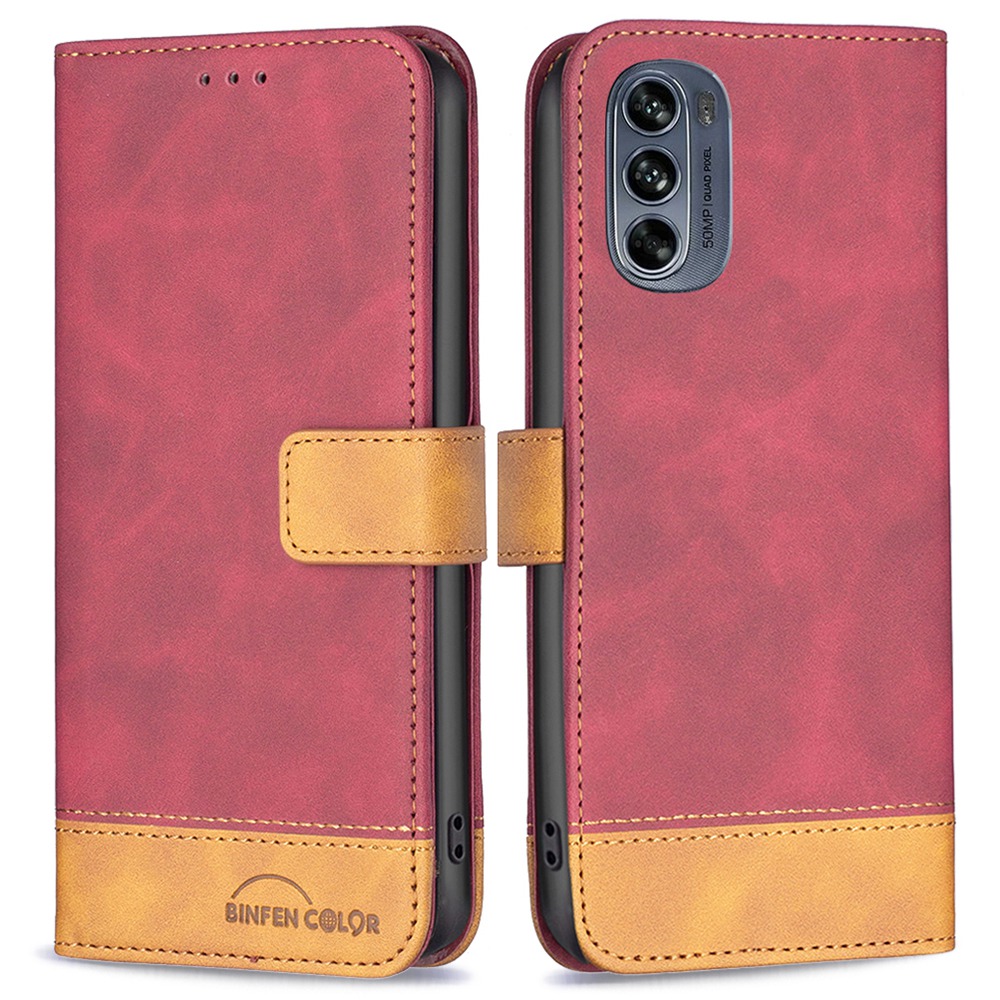 

Binfen Farbe BF Leder Hülle Serie-7 Für Motorola Moto G62 5G Style 11 Matt Oberfläche Verstellbar - Rot, Motorola Moto G62 5G