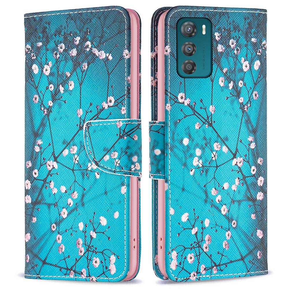 

BF Muster Druckleder Serie-1 Für Motorola Moto G42 4G Drop-proof PU Leder Folio Flip Wallet Wallet - Pflaumenblüte, Motorola Moto G42 4G