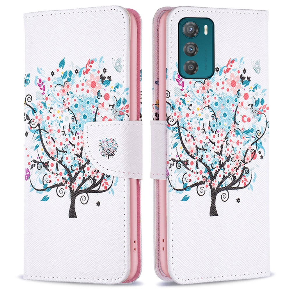 

BF Muster Druckleder Serie-1 Für Motorola Moto G42 4G Drop-proof PU Leder Folio Flip Wallet Wallet - Blumenbaum, Motorola Moto G42 4G