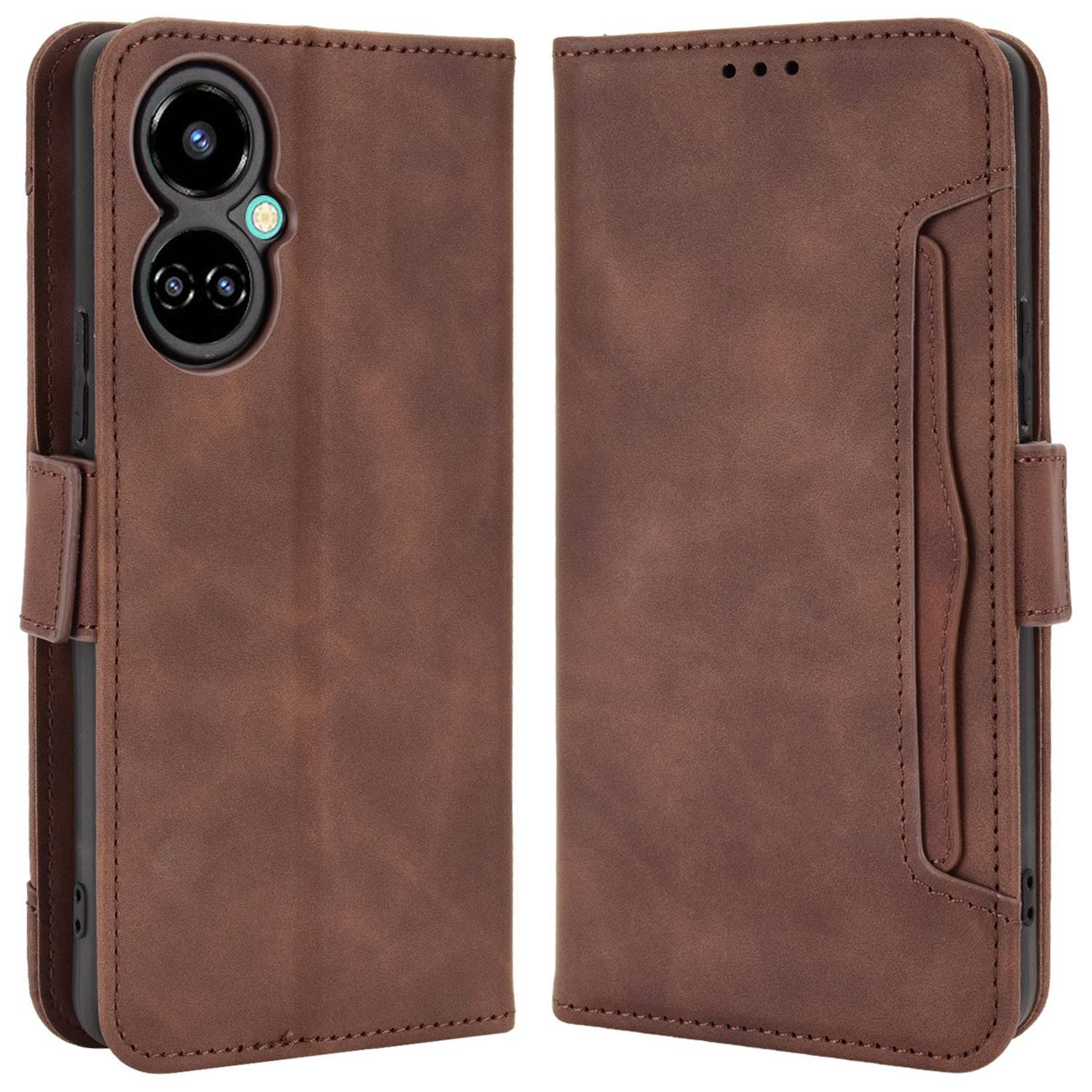 

Für Tecno Camon 19 Pro 4G Impact Resistant PU Leder Flip Wallet Hülle Mehrere Kartensteckplätze Stand Magnetic Mobiltelefonabdeckung - Braun, Tecno Camon 19 Pro 4G