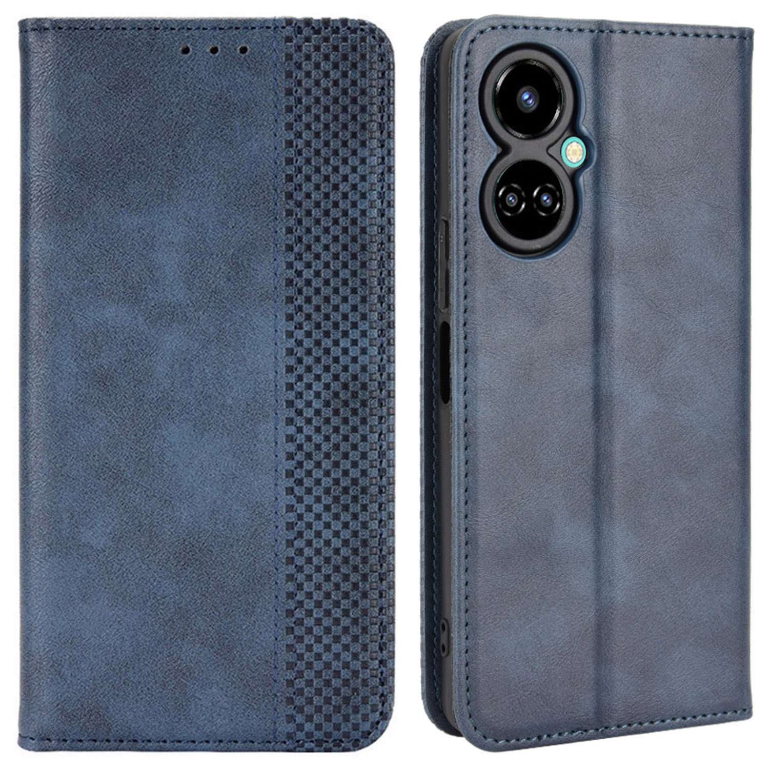 

Für Tecno Camon 19 Pro 4G Auto Schließung Magnetischer Buchstil Retro PU Leder Brieftasche Hülle Standfunktion Telefonschale Deckung - Blau, Tecno Camon 19 Pro 4G