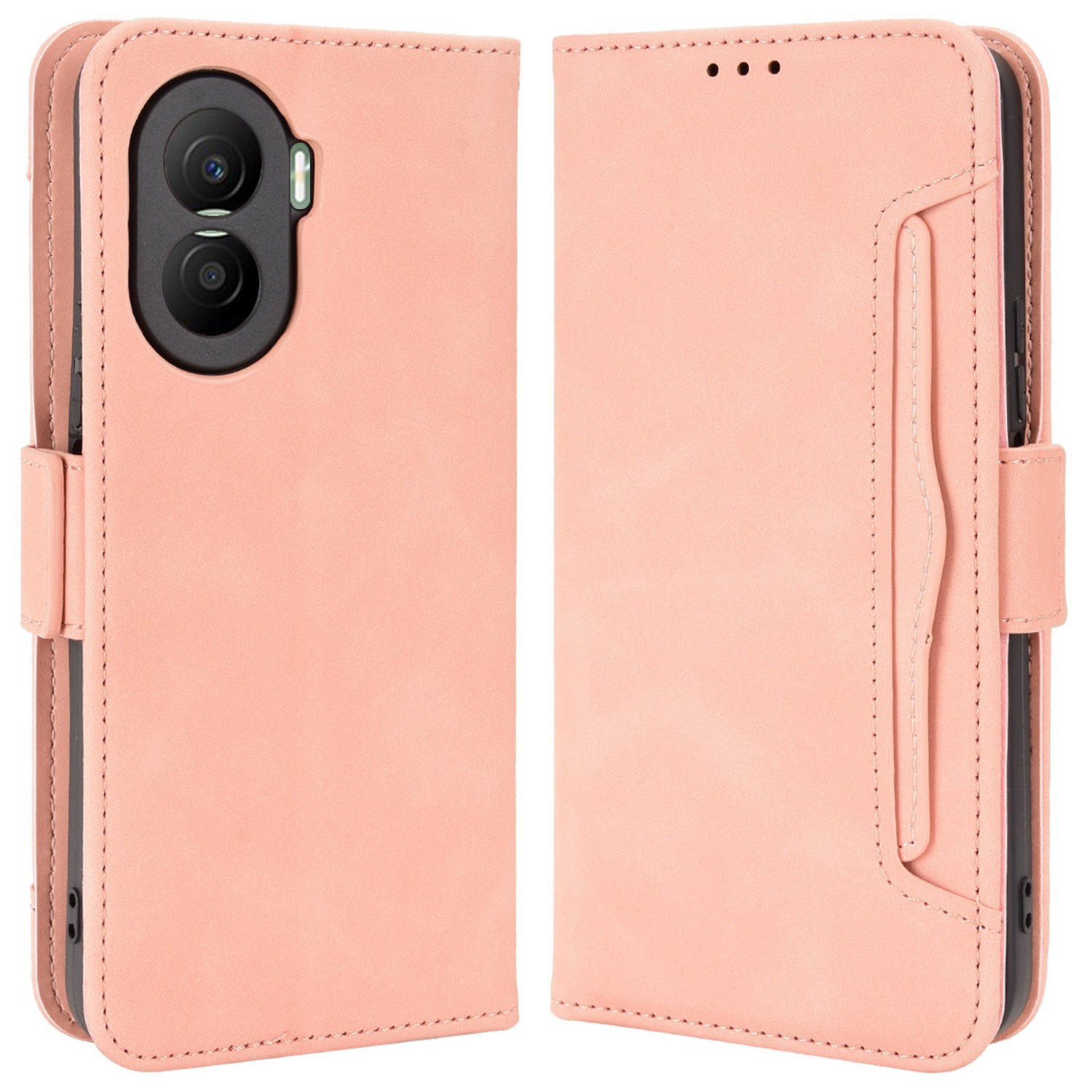 

Für Honor X40i 5G Vollgepacktes PU Leder Flip Wallet Hülle Mehrere Kartensteckplätze Stand Magnetic Mobiltelefonabdeckung - Rosa, Honor X40i 5G