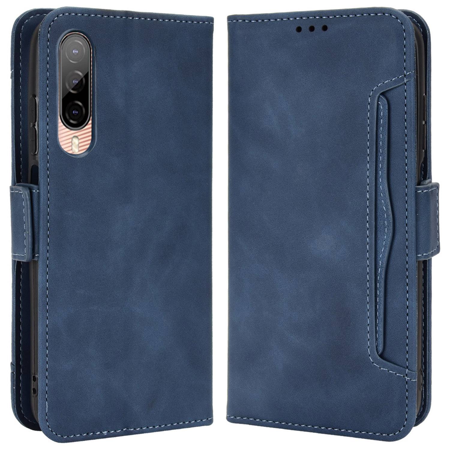 

Für HTC Desire 22 Pro 5G Bump Proof PU Leder Flip Wallet Hülle Mehrere Kartensteckplätze Stand Magnetic Mobile Deckung - Blau, HTC Desire 22 Pro 5G