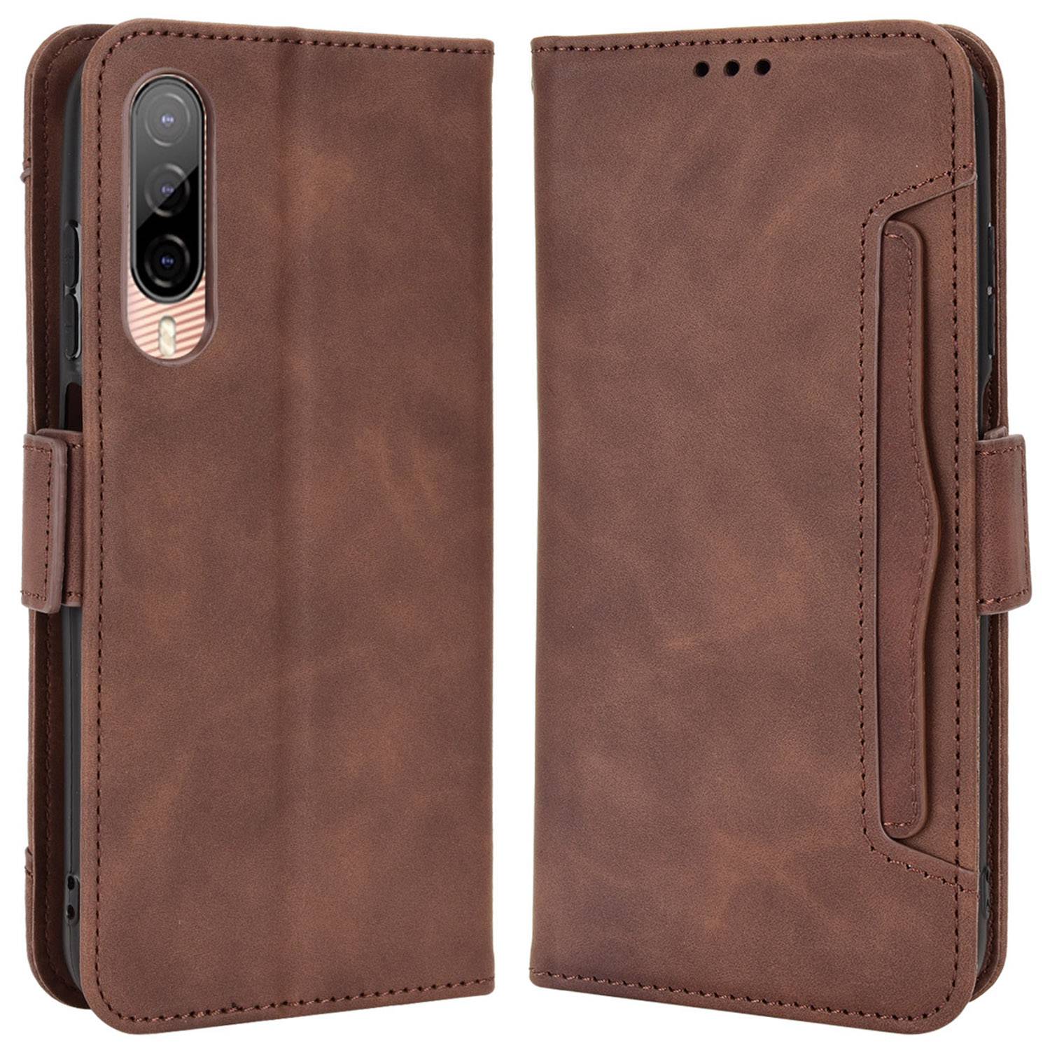 

Für HTC Desire 22 Pro 5G Bump Proof PU Leder Flip Wallet Hülle Mehrere Kartensteckplätze Stand Magnetic Mobile Deckung - Braun, HTC Desire 22 Pro 5G