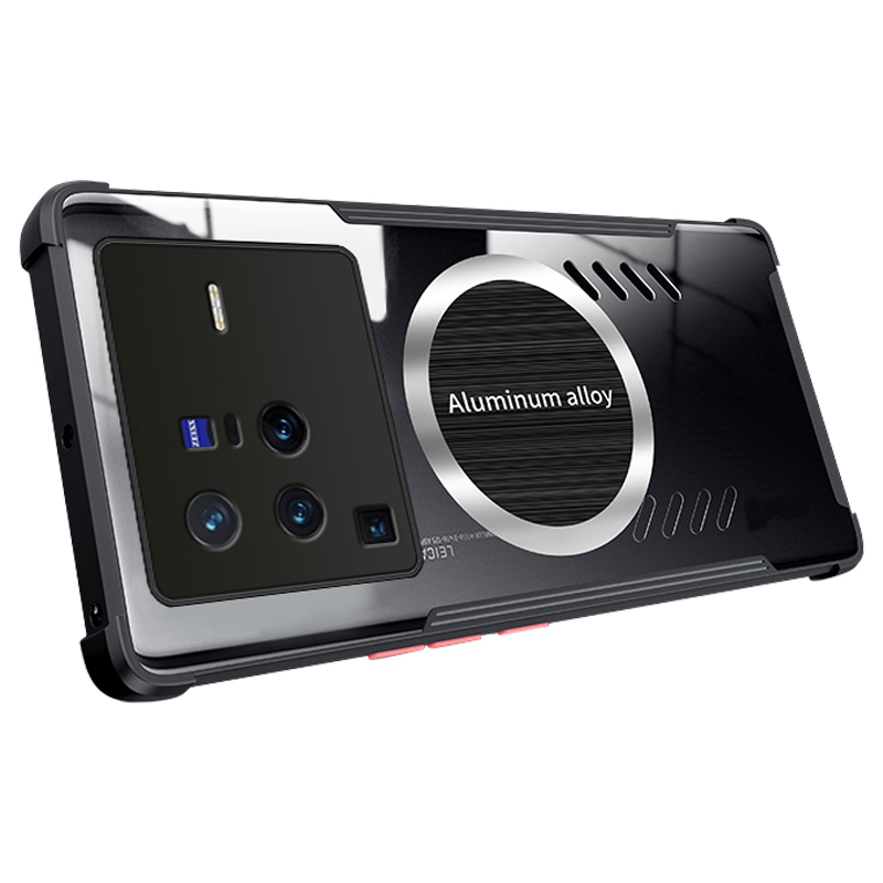 

Für Vivo X80 Pro 5G Ultra Slim Wärme Dissipation Clear Phone Hülle Anti-fall-magnetkühlung Hohlrückerabdeckung Hülle - Schwarz, vivo X80 Pro 5G