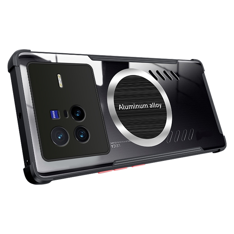 

Für Vivo X80 5g Anti-drop-wärme-dissipation Clear Phone Hülle Anti-kratzer Magnetkühlung Hohlrückerabdeckung Hülle - Schwarz, vivo X80 5G