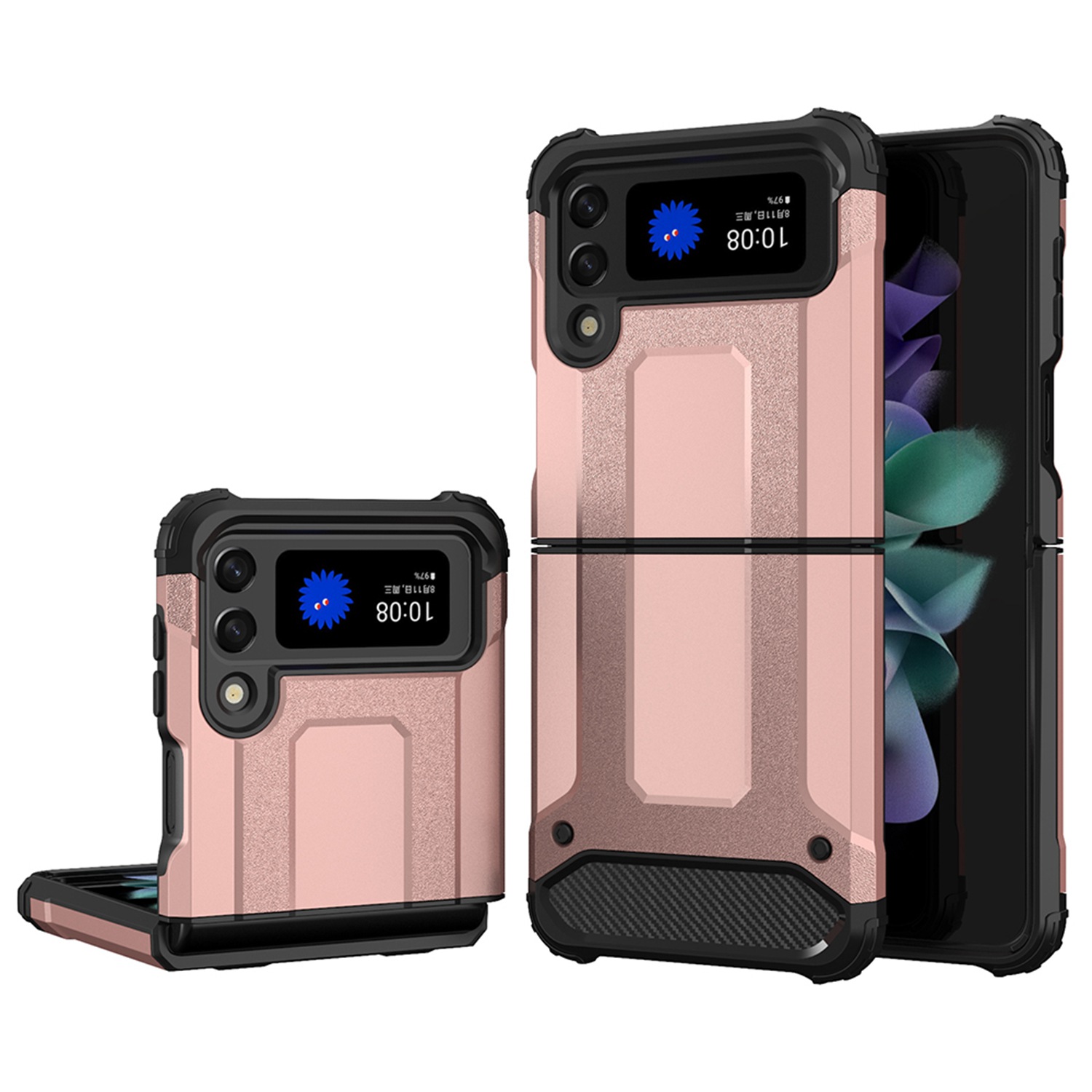 

For Samsung Galaxy Z Flip4 5G Shockproof Phone Case TPU + PC Anti-drop Slim Back Cover Phone Shell - Rose Gold, Galaxy Z Flip4 5G