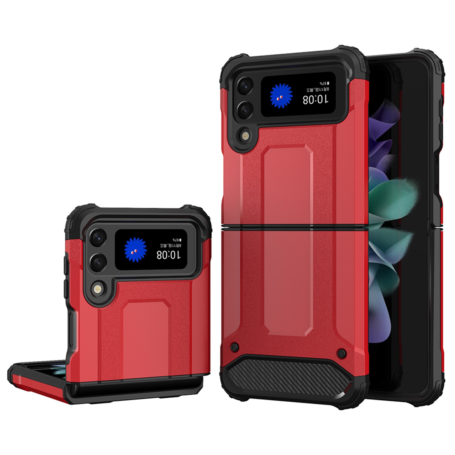 

For Samsung Galaxy Z Flip4 5G Shockproof Phone Case TPU + PC Anti-drop Slim Back Cover Phone Shell - Red, Galaxy Z Flip4 5G