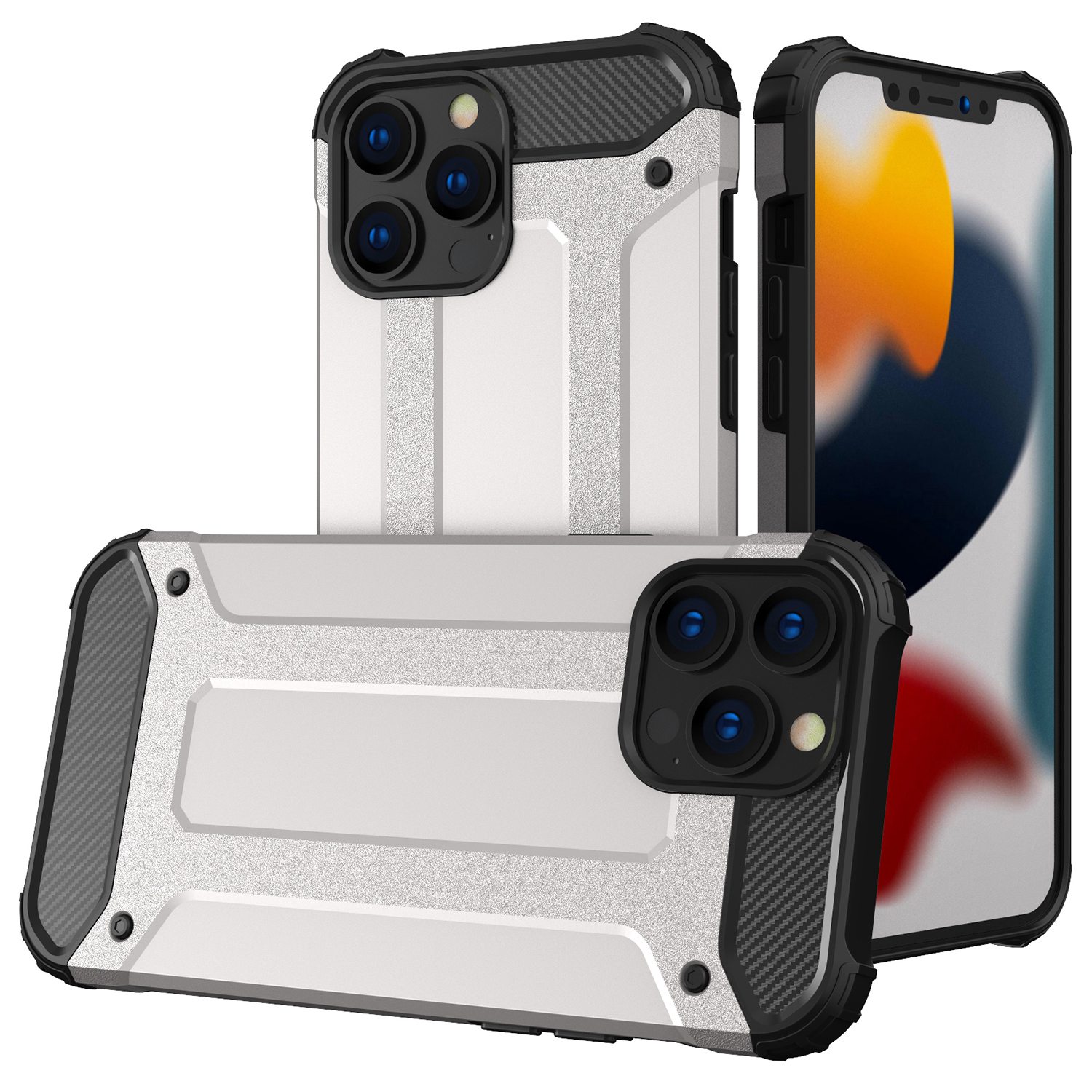 

For iPhone 14 Pro 6.1 inch Anti-scratch Phone Case TPU + PC Mobile Phone Protective Back Cover with Inner Heat Dissipation Design - Silver, iPhone 14 Pro