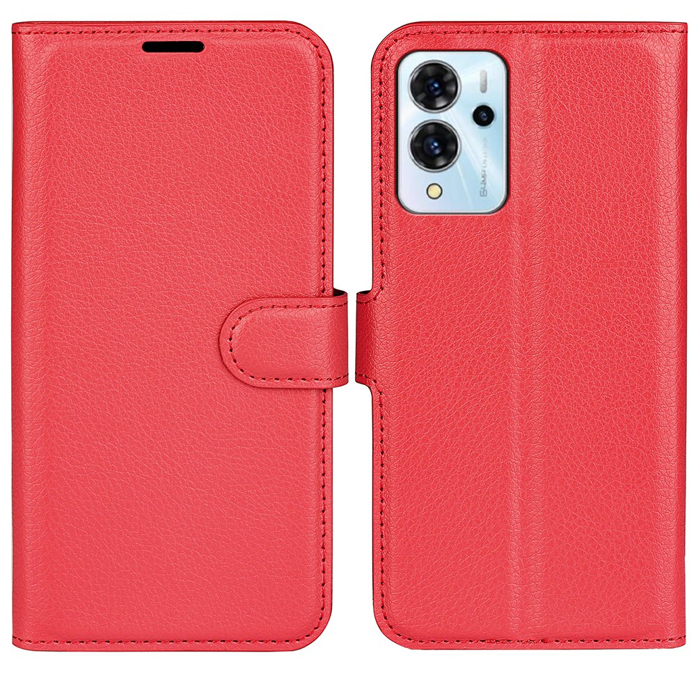 

Für ZTE Blade V40 Pro Schockdichte Litchi Textur Folio Flip Phone Hülle PU Leder TPU Wallet Stand Cover - Rot, ZTE Blade V40 Pro
