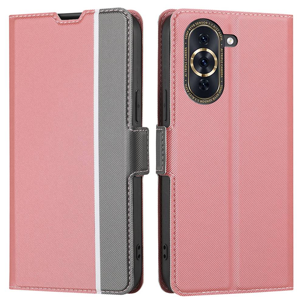 

Für Huawei Nova 10 Pro 4G Ultra-dünn Anti-fall-twill-textur-telefon Flip Case Vollschutz Pu-leder+tpu-handy Cover Stand Cardhalter - Rosa, Huawei nova 10 Pro 4G