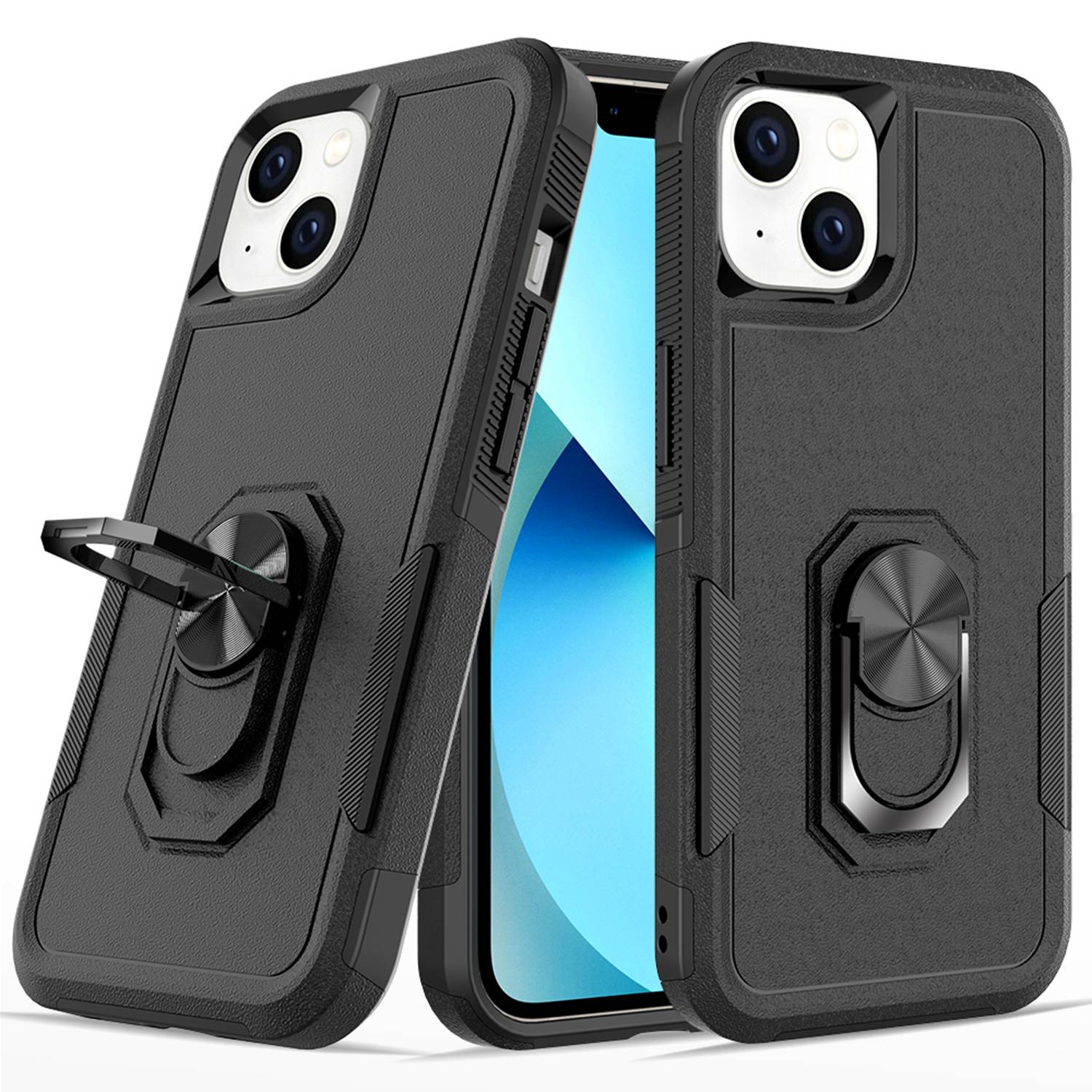 

Для Iphone 14 6,1 Дюйма Ротационного Металлического Кольца. - Черный, iPhone 14