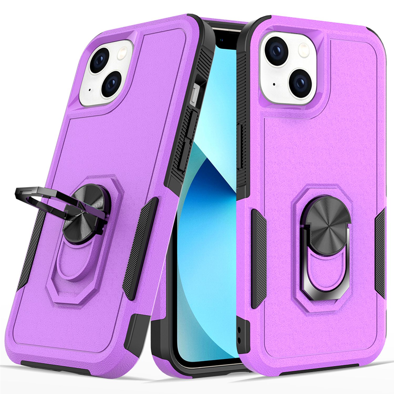

Для Iphone 14 6,1 Дюйма Ротационного Металлического Кольца. - Пурпурный, iPhone 14
