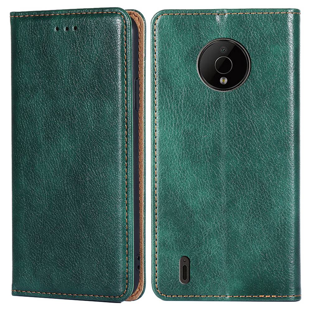 

Portefeuille de Support Full Protection Téléphone Pour Nokia C200 4G, Couvercle de Téléphone à Amortissement en Cuir PU PU Auto-absorbed - Vert