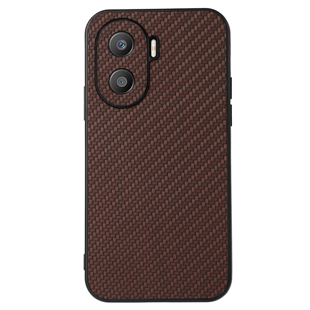 

Für Ehren X40i 5G Carbonfaser Textur PU Lederbeschichtungskoffer Hartes PC Innere Weiche TPU Stoßfänger Stoßdämpfer Schutzhilfe - Braun, Honor X40i 5G