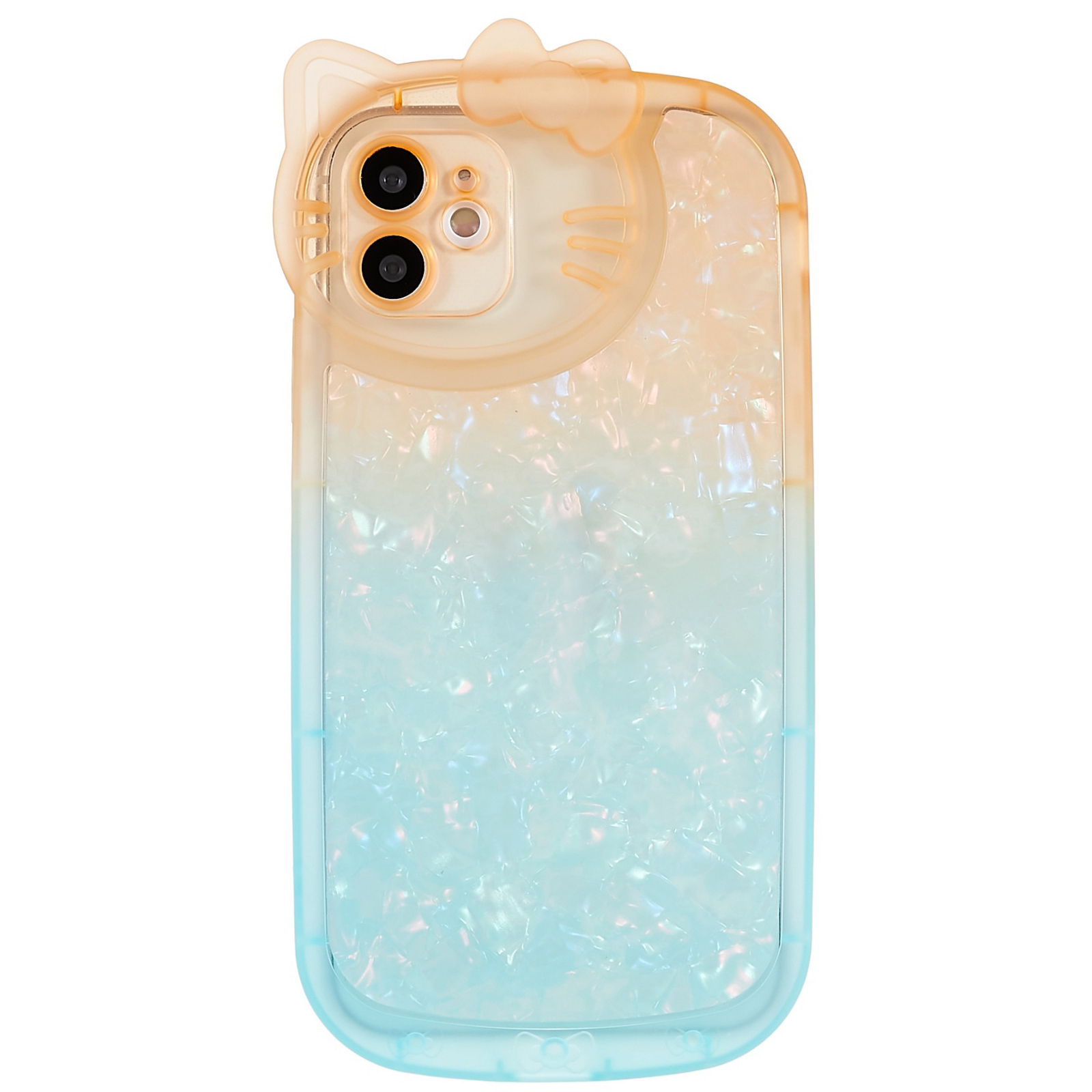 

For iPhone 11 6.1 inch Soft TPU IMD Shell Pattern Dual-color Gradient Phone Case Stylish Back Cover - Orange / Blue, iPhone 11 6.1 inch