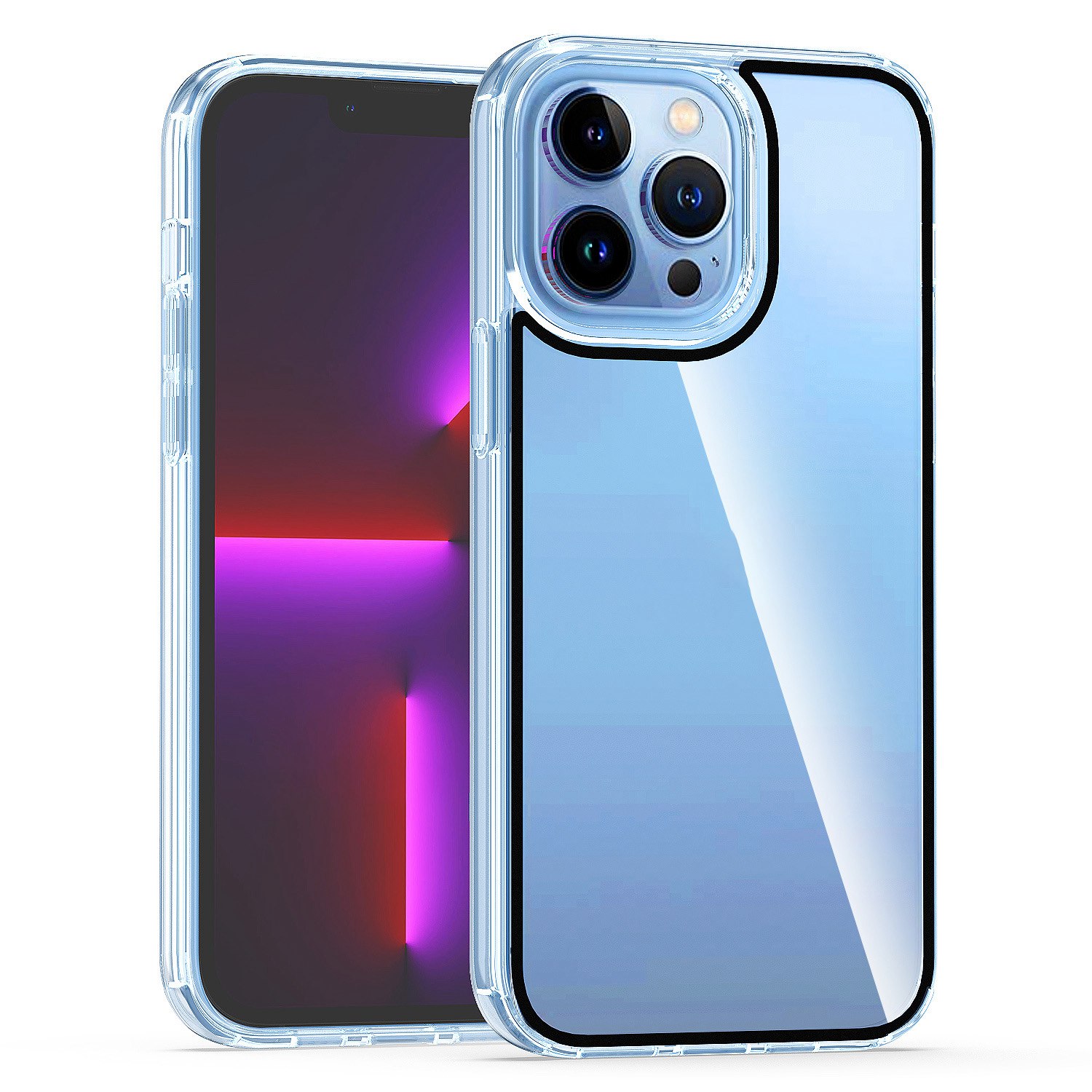 

For iPhone 14 Pro Max 6.7 inch TPU+Acrylic Phone Case Colorful Lines Design Anti-scratch Clear Electroplating Buttons Shell - Transparent Black, iPhone 14 Pro Max 6.7 inch