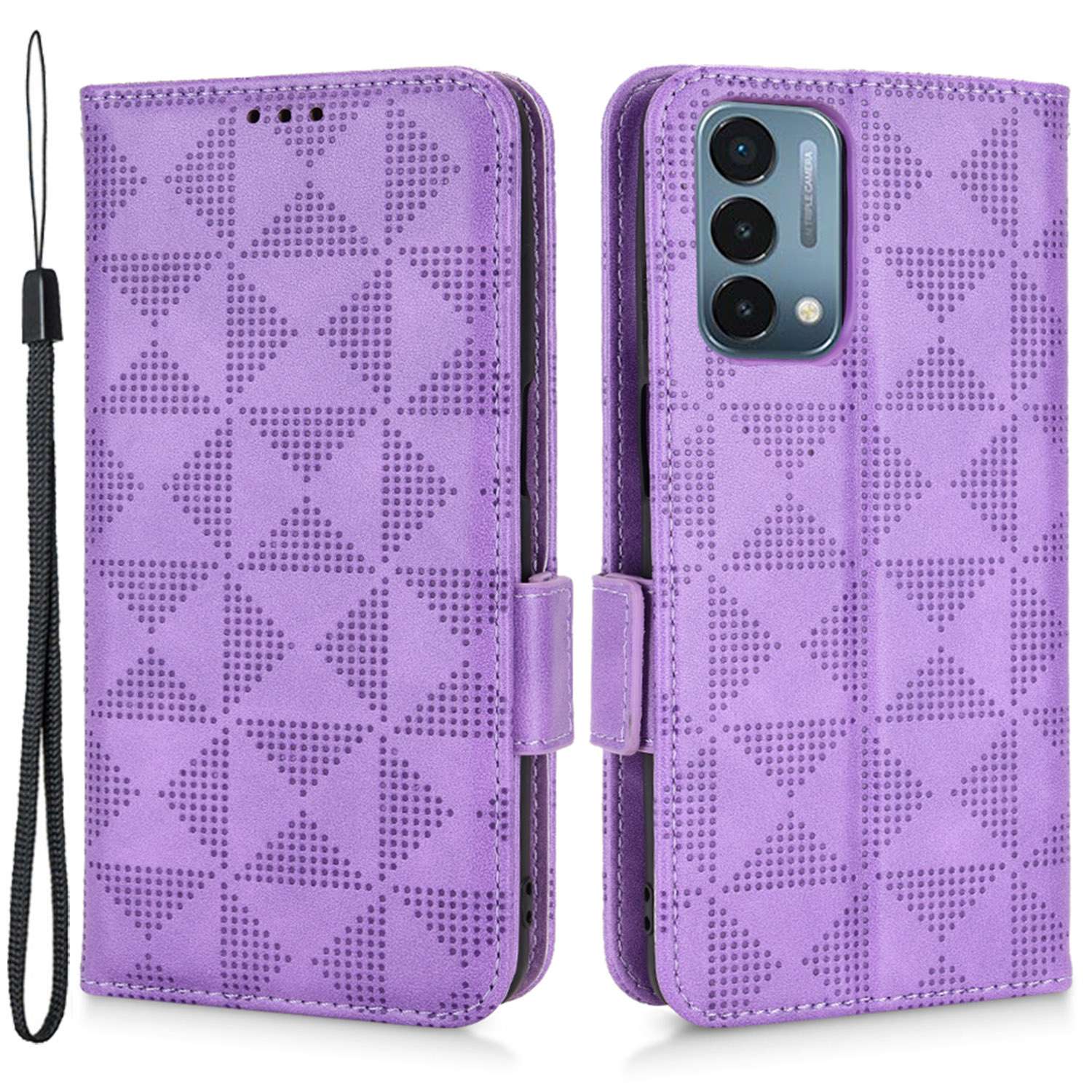 

Für OnePlus Nord N200 5G Dreieck Muster Ausgedruckt - Violett, OnePlus Nord N200 5G