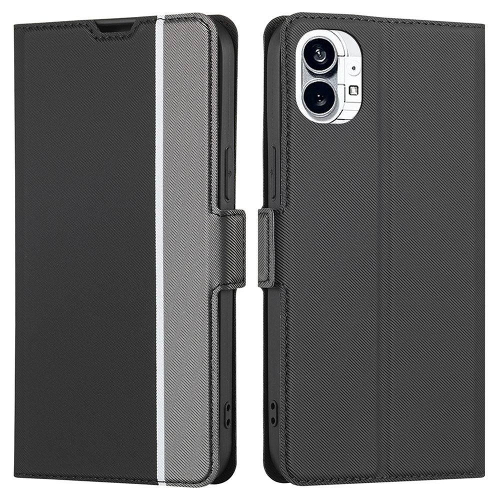 

Für Nichts Telefon (1) 5G Ultra-dünner Flip Phone Case Ständer Dual-protection Twill Textur Mobiltelefon Schutzschutzkartenhalter - Schwarz, Nothing phone (1) 5G