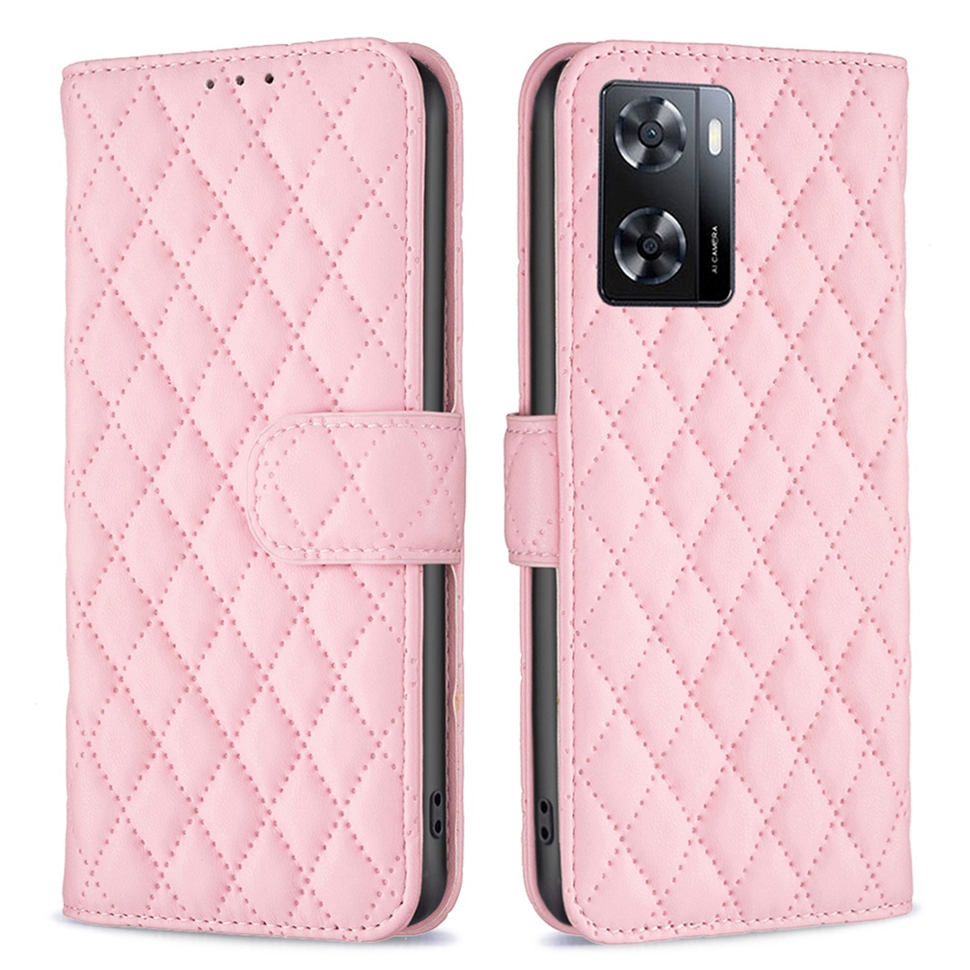 

Binfen Color Mobiltelefonabdeckung Für Oppo A57 4G BF Style-14 Folio Flip Imprinzipiertes Rhombus-musterstand Magnetischer Telefon Shell Mit Brieftasche - Rosa, Oppo A57 4G
