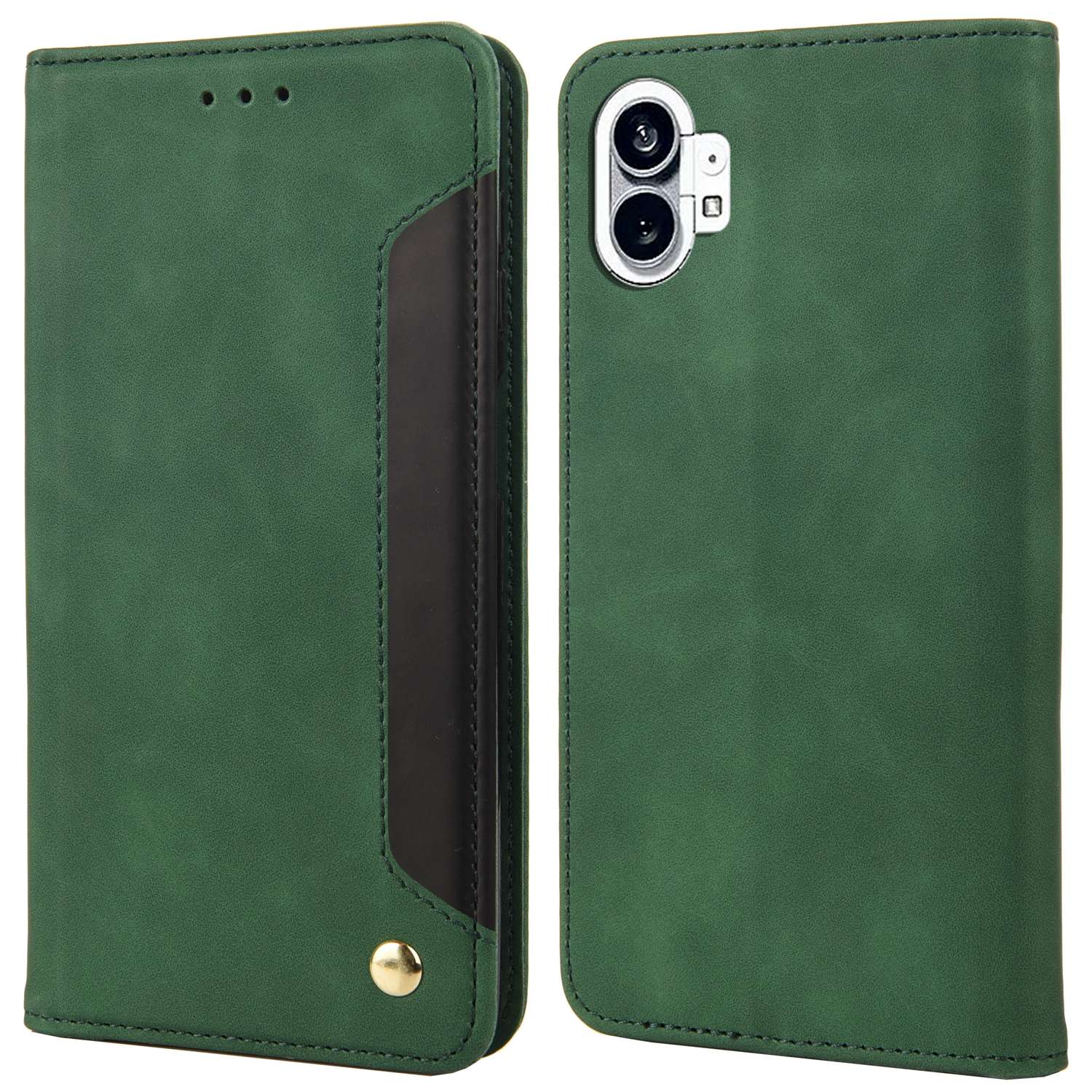 

Für Nichts Telefon (1) 5G Farbspleiß Flip Cover Haut-touch PU Leder Magnetic Absorption Stand Wallet Telefonhülle - Grün, Nothing phone (1) 5G