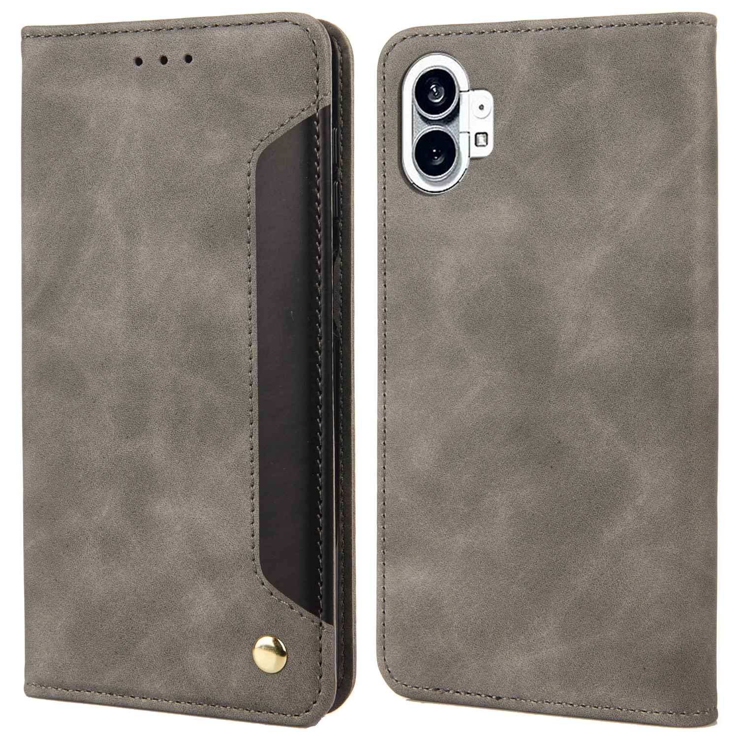 

Für Nichts Telefon (1) 5G Farbspleiß Flip Cover Haut-touch PU Leder Magnetic Absorption Stand Wallet Telefonhülle - Grau, Nothing phone (1) 5G