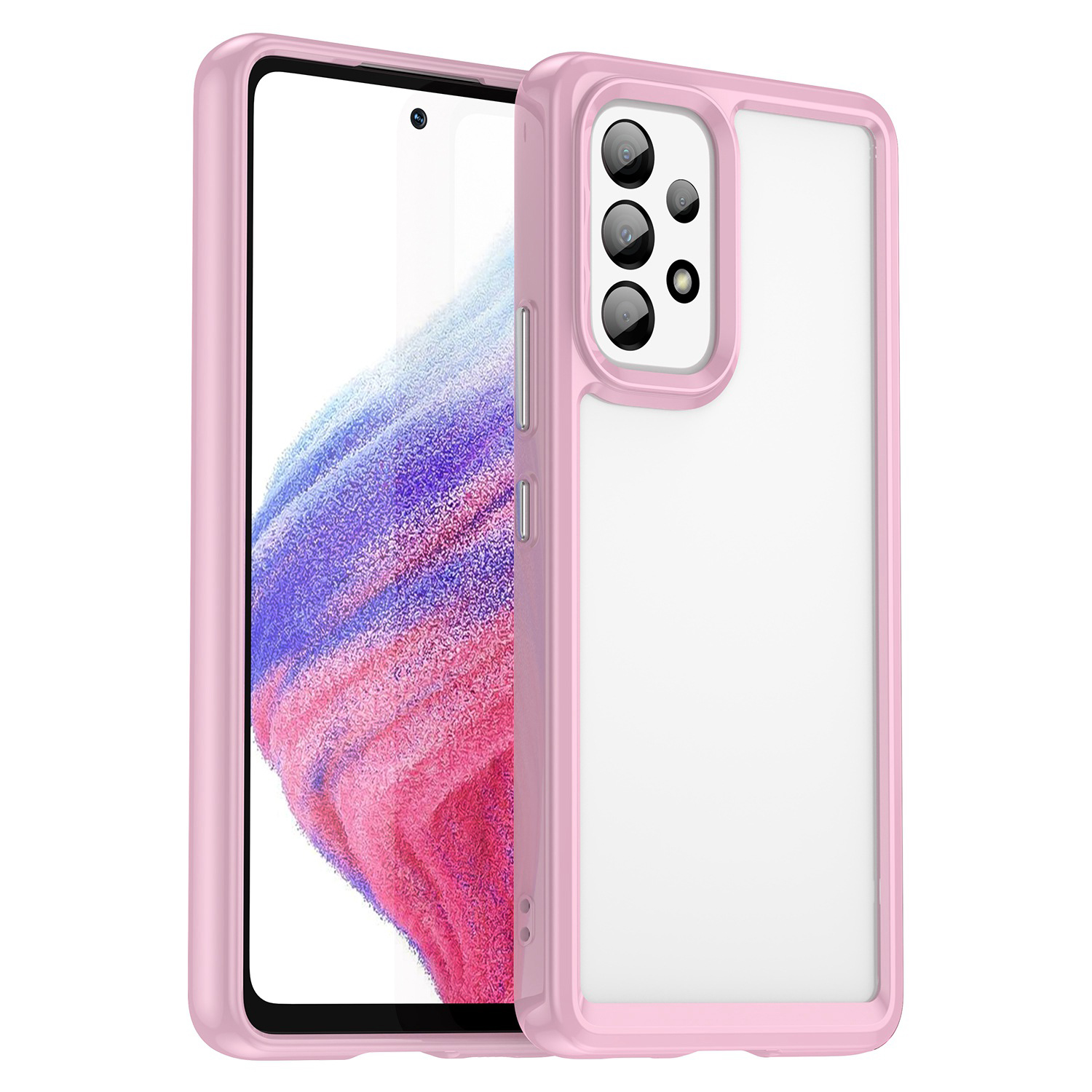 

Anti-scratch Phone Case for Samsung Galaxy A53 5G, TPU Frame Acrylic Back Protective Cover - Pink, Samsung Galaxy A53 5G