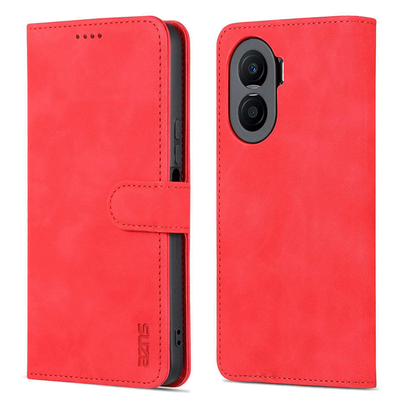 

AZNS Für Ehren X40i 5G PU Leder Flip Phone Deckung Anti-drogenschutz-standhelletasche Hülle - Rot, Honor X40i 5G