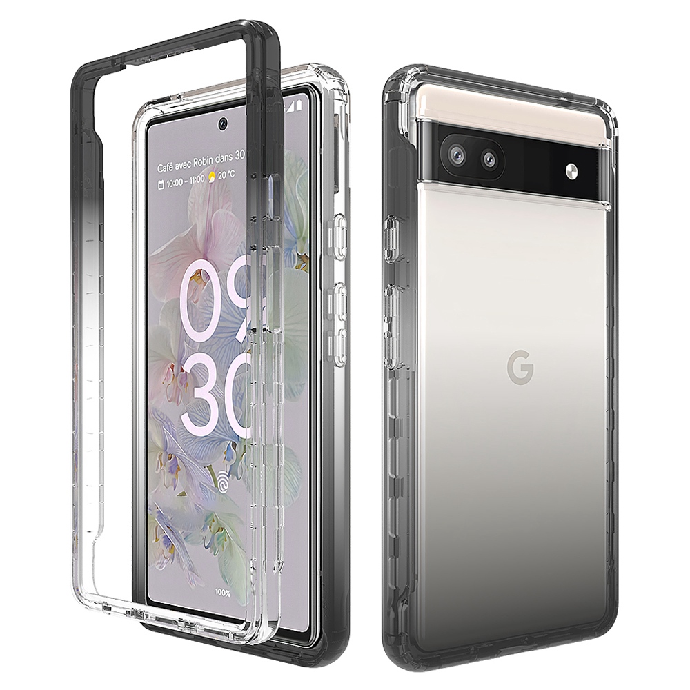 

Für Google Pixel 6a Transparente TPU + PC Phone Case Stylish Gradient Color Anti-scratch-schutzabdeckung - Gradient Schwarz, Google Pixel 6a