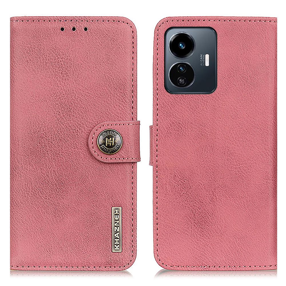 

Khazneh Für Vivo Y77 5g / Iqoo U5e 5G Schocksicheres PU Leder Brieftaschengehäuse Ständer Anti-kratzer-struktur-struktur-mobiltelefonabdeckung - Rosa, vivo Y77 5G
