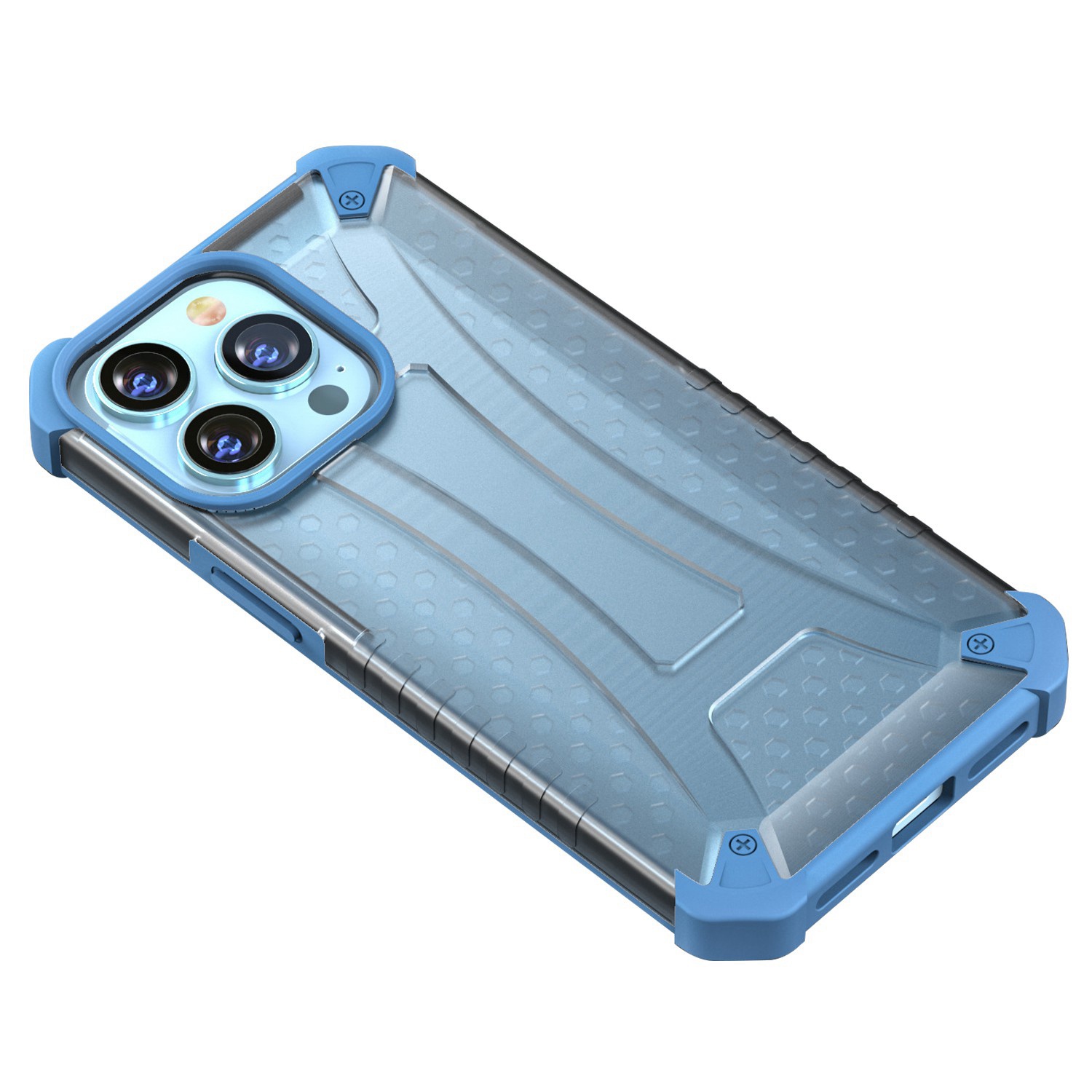 

Для Iphone 14 Pro Max 6,7 Дюйма TPU Bumper PC Back Phone Case Case Armour Подушка Безопасности Угловой Защитник - Темно-синий, iPhone 14 Pro Max