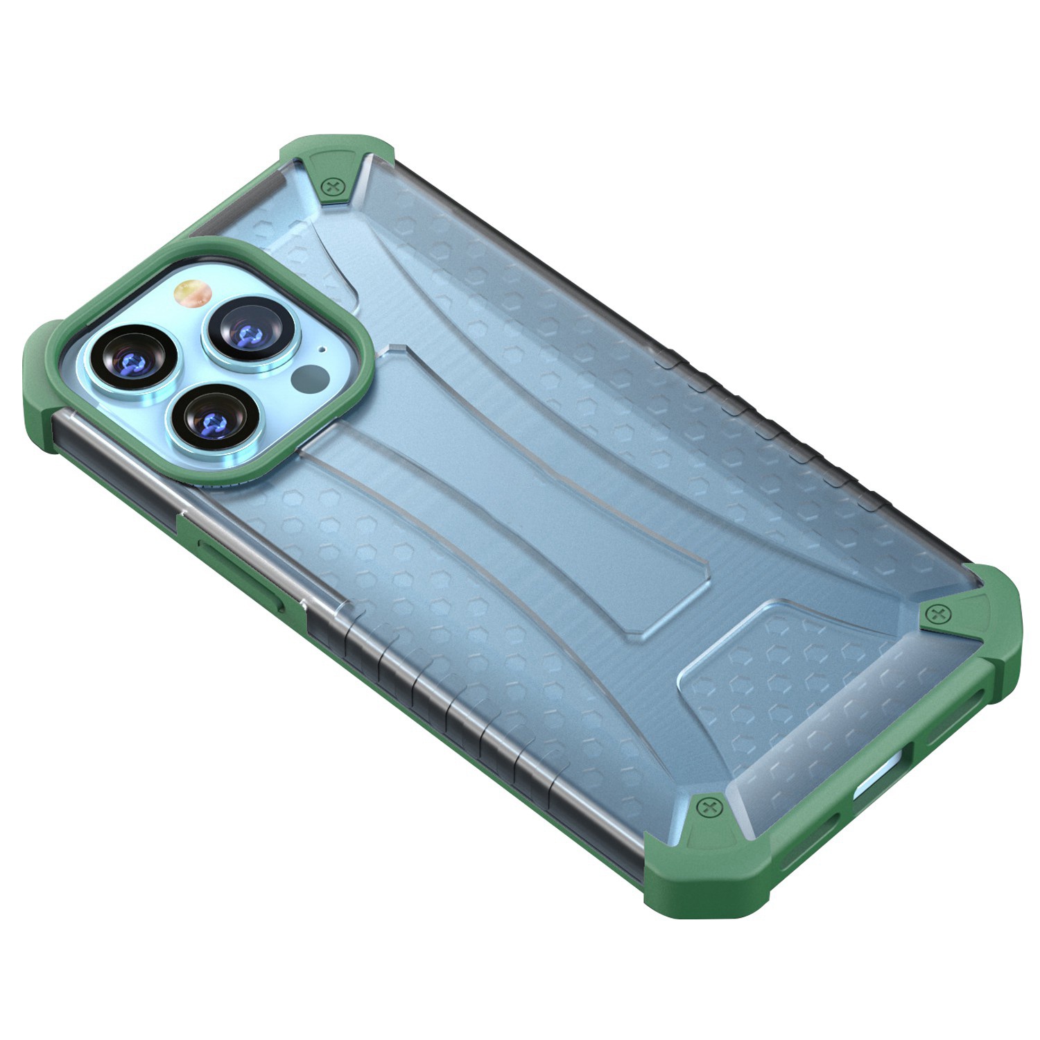 

Для Iphone 14 Pro Max 6,7 Дюйма TPU Bumper PC Back Phone Case Case Armour Подушка Безопасности Угловой Защитник - Черно -зеленый, iPhone 14 Pro Max