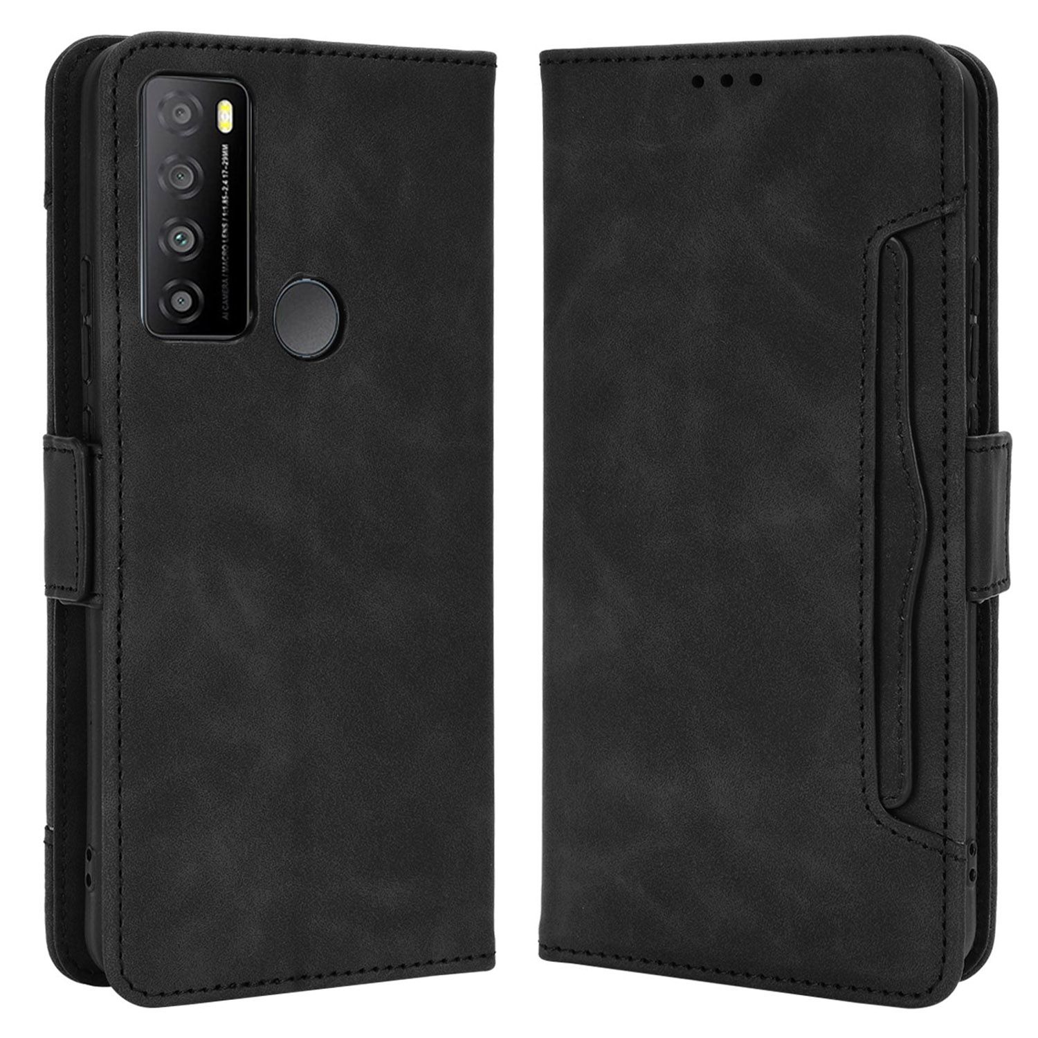 

Mobiltelefonhülle Für TCL 30 XL, Einstellbare Ständerfunktion Mehrere Kartensteckplätze PU Leder Brieftasche Flip Cover - Schwarz, TCL 30 XL
