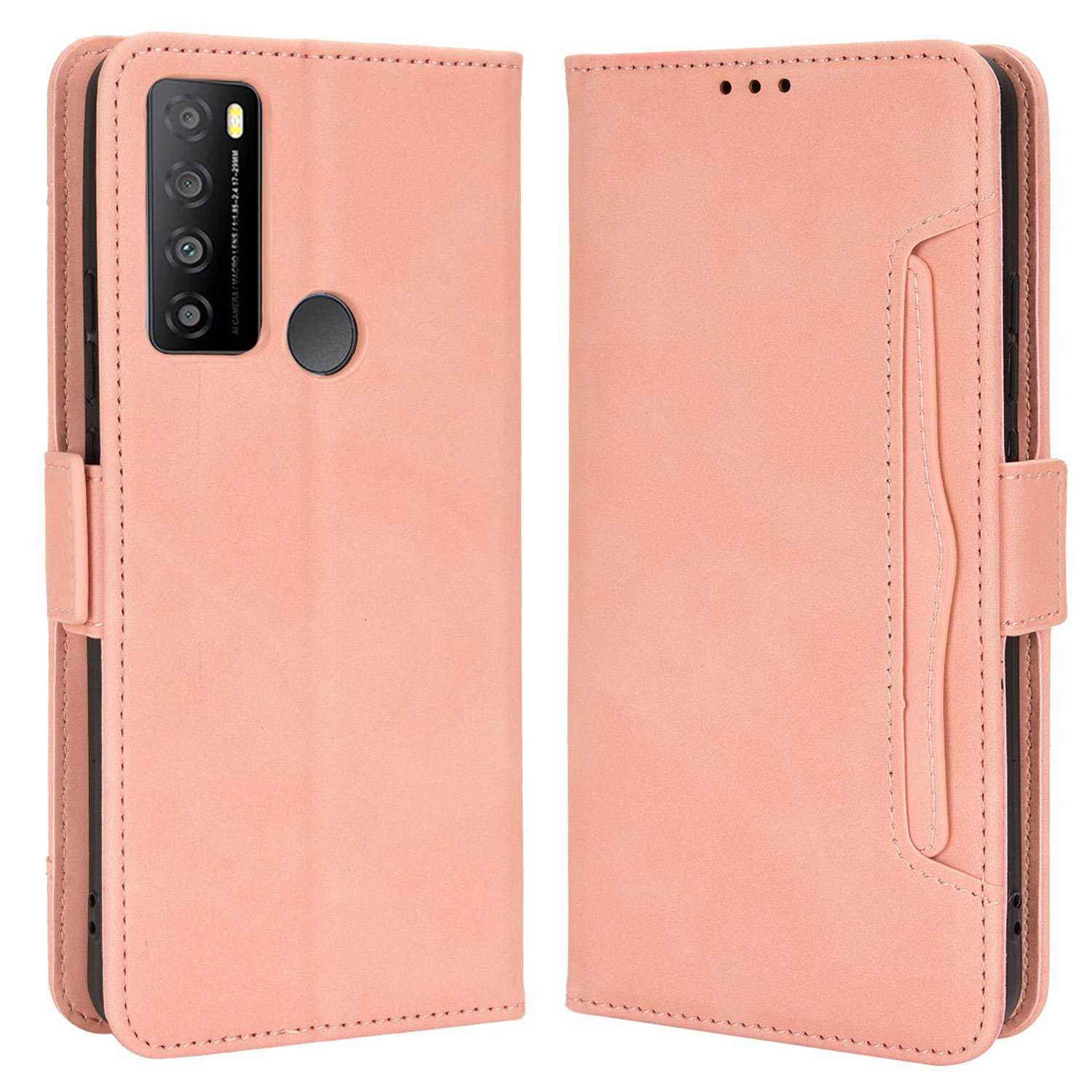 

Mobiltelefonhülle Für TCL 30 XL, Einstellbare Ständerfunktion Mehrere Kartensteckplätze PU Leder Brieftasche Flip Cover - Rosa, TCL 30 XL