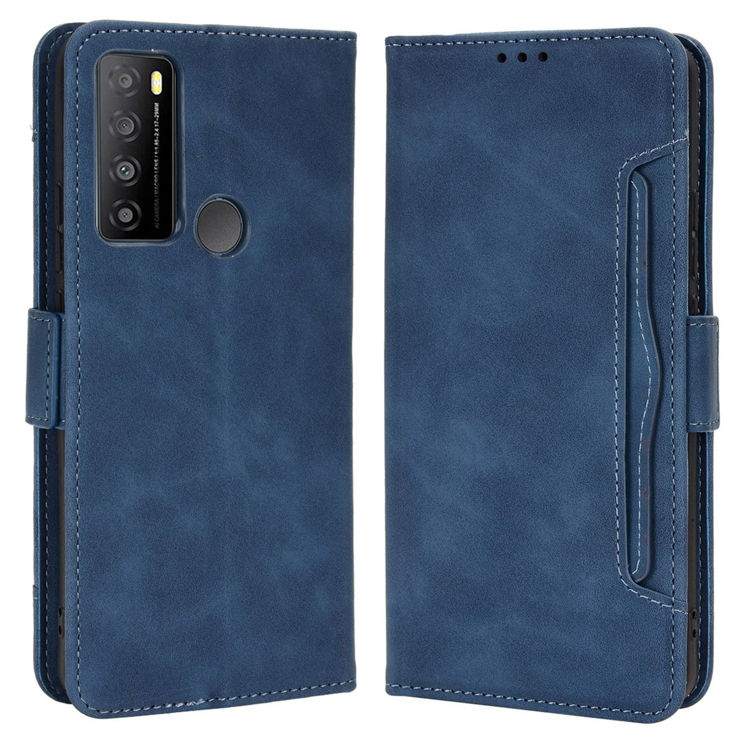 

Mobiltelefonhülle Für TCL 30 XL, Einstellbare Ständerfunktion Mehrere Kartensteckplätze PU Leder Brieftasche Flip Cover - Blau, TCL 30 XL