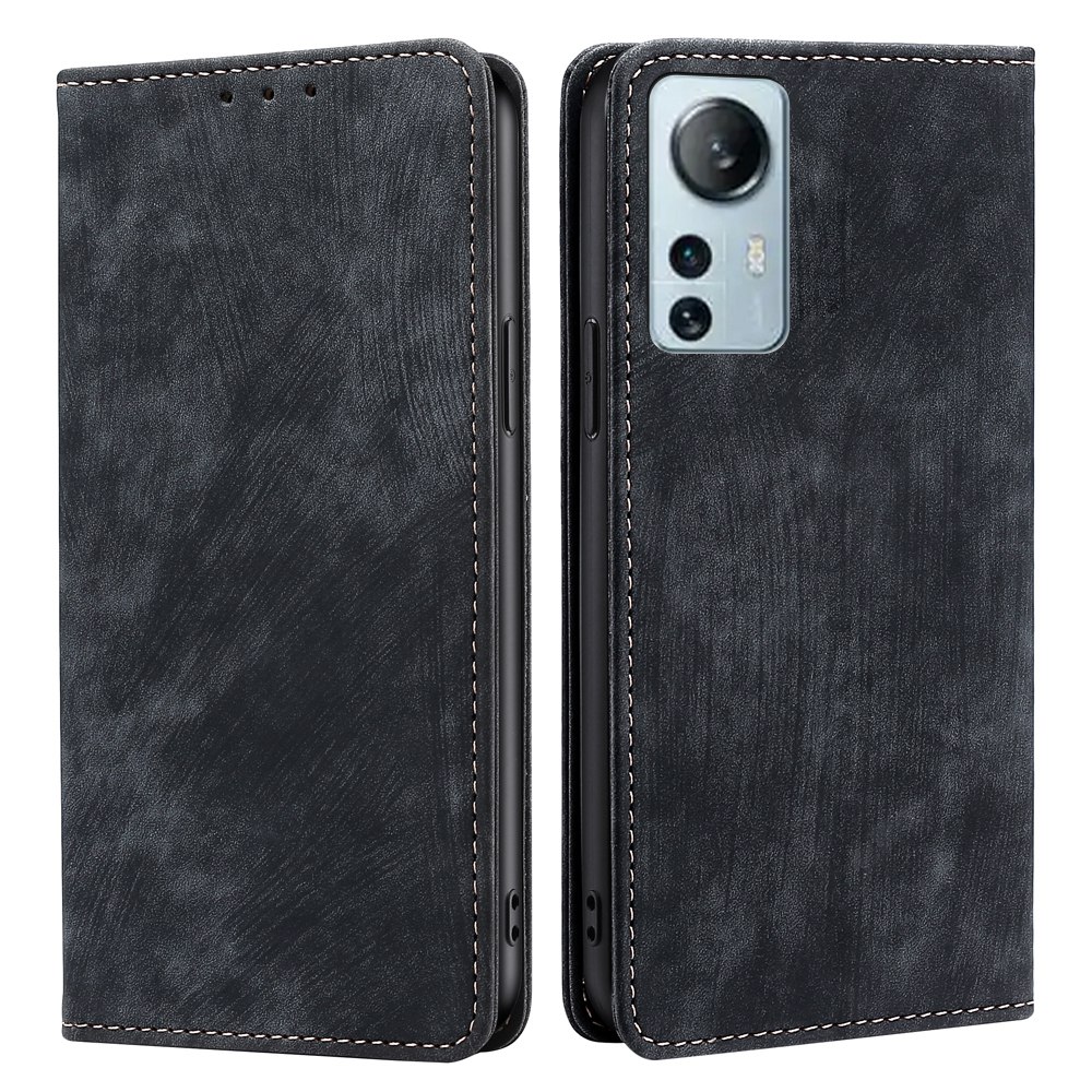 

Für Xiaomi 12 Lite 5G Drop-proof-telefonhülle PU Leder Flip Wallet Wallet Ständer RFID Blockierende Magnetische Telefonschale - Schwarz, Xiaomi 12 Lite 5G