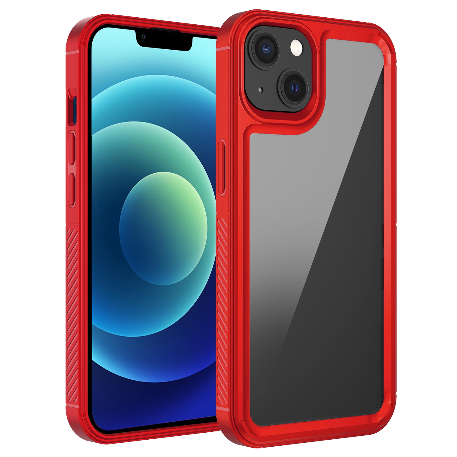 

Forerunner Series Soft TPU Frame Hard PC Back Case for iPhone 14 6.1 inch, Airbag Corner Shockproof Phone Cover - Red, iPhone 14