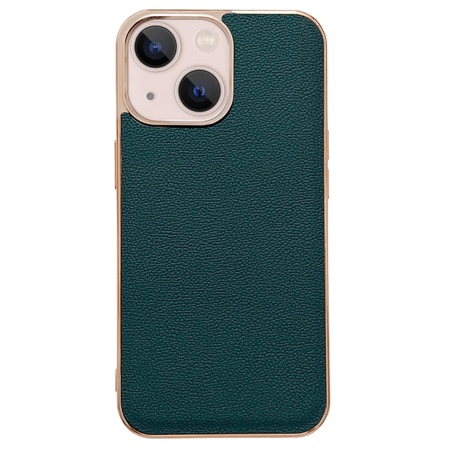 

Для Iphone 14 Max 6,7 Дюйма Luocai Series Speact Back Cope Onuine Leather Coater Pc. Объем Мобильного Телефона - Черно -зеленый, iPhone 14 Plus