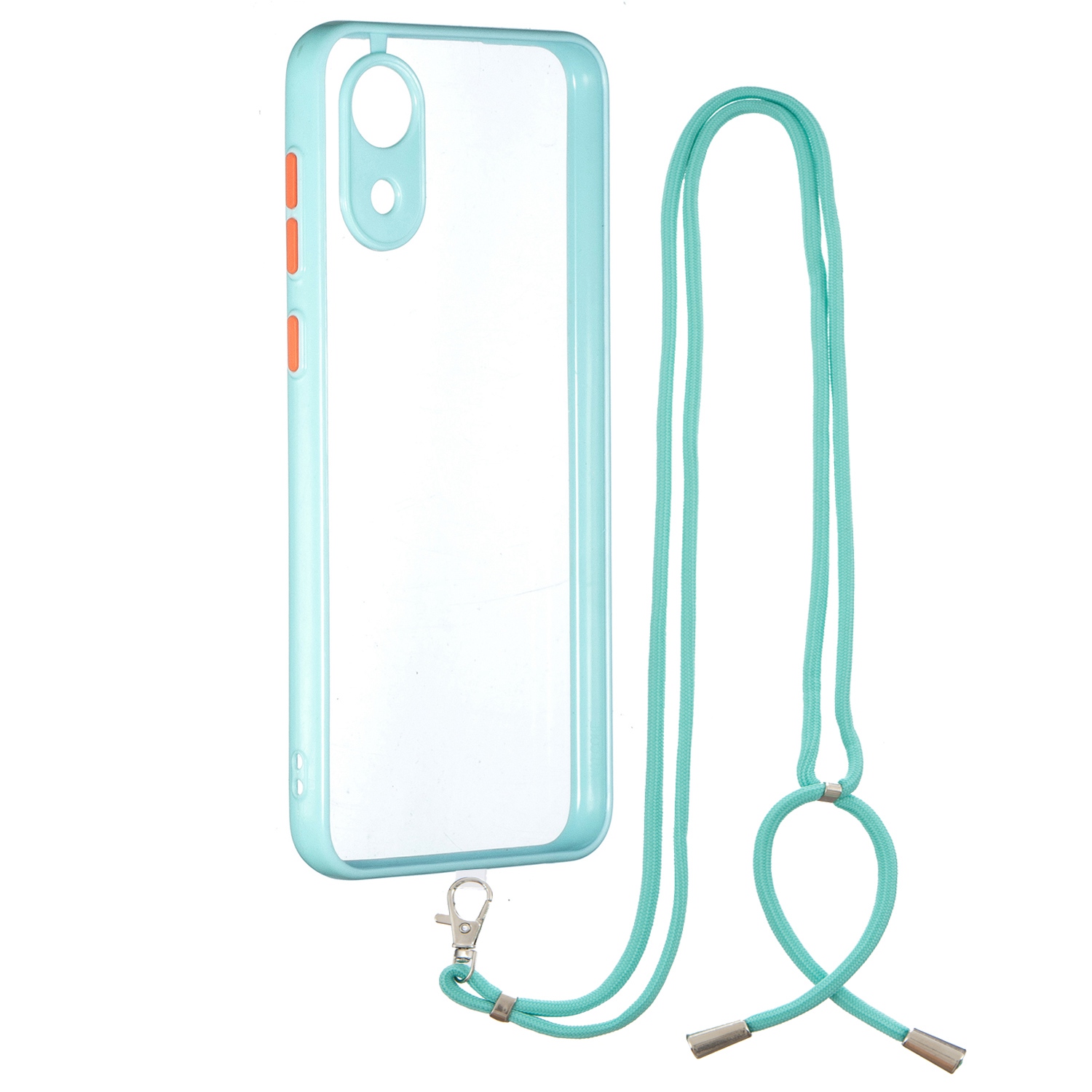

Для Samsung Galaxy A03 Core Hard PC Soft TPU Cople Cople Crystal Clear Case Antratch Case с Lanyard - Зеленый, Samsung Galaxy A03 Core