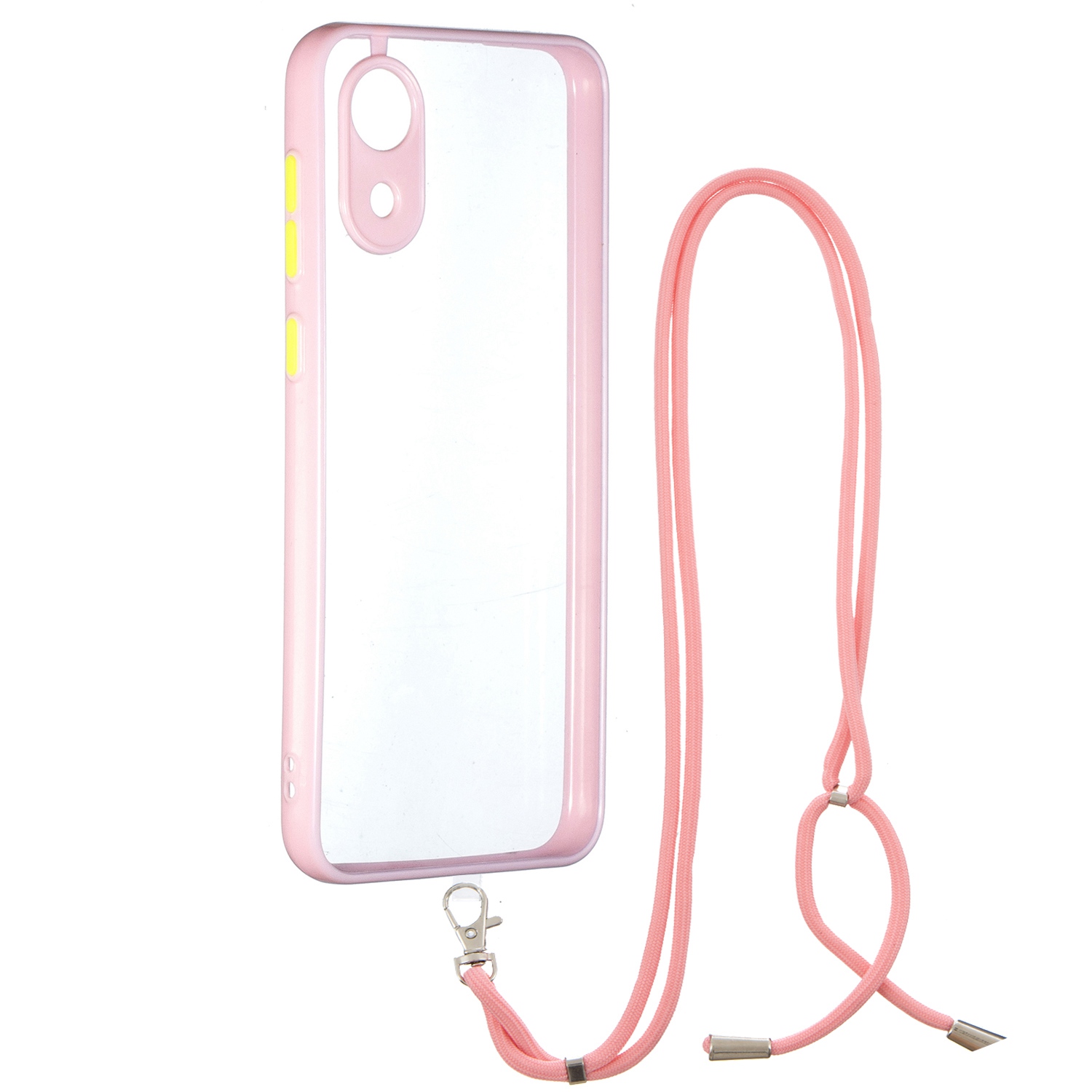 

Для Samsung Galaxy A03 Core Hard PC Soft TPU Cople Cople Crystal Clear Case Antratch Case с Lanyard - Розовый, Samsung Galaxy A03 Core
