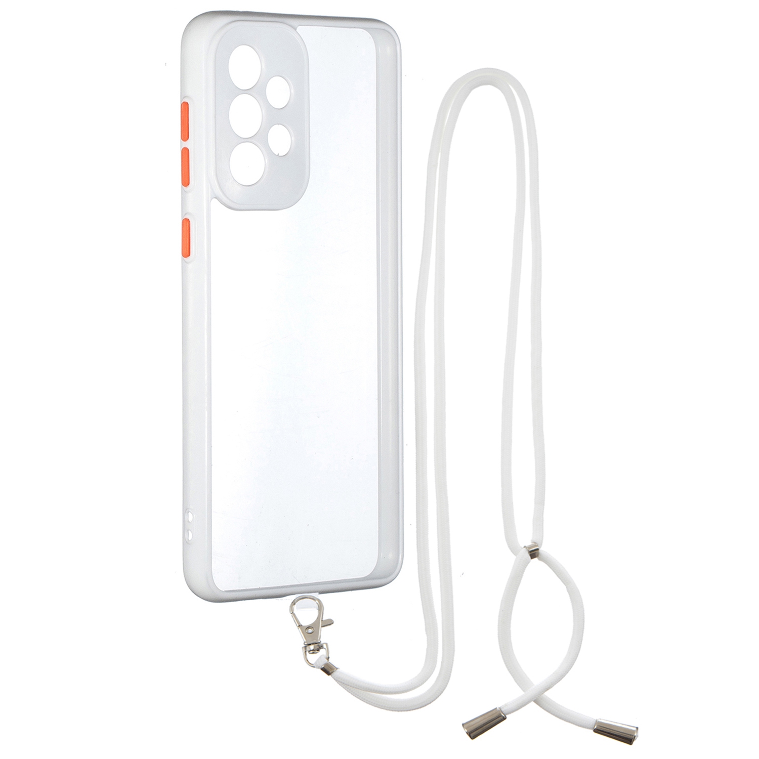 

For Samsung Galaxy A73 5G High Transparency Phone Case PC + TPU Hybrid Protective Cover with Lanyard - White, Samsung Galaxy A73 5G
