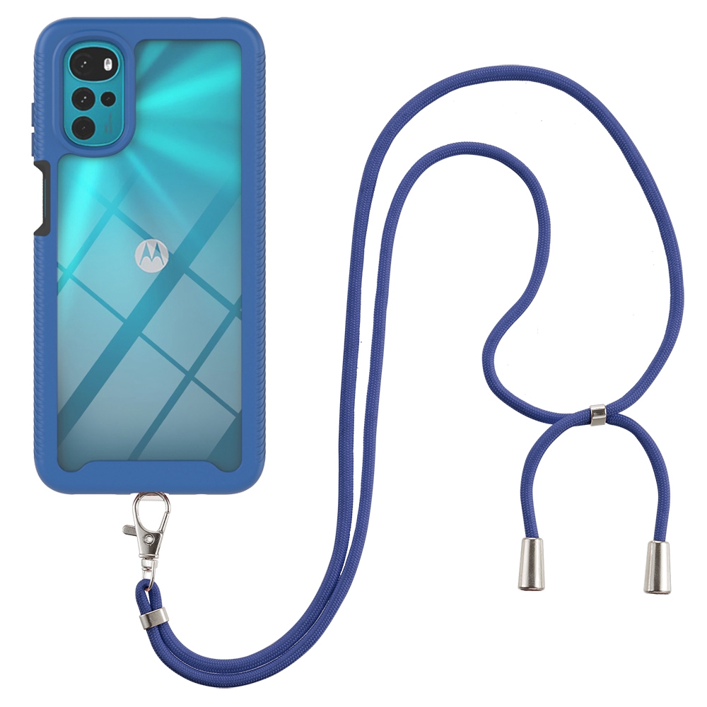 

YB PC Series-4 Für Motorola Moto G22 / E32 4G, PC + Tpu-schutzabdeckung Mit Einstellbarem Drop-proof-telefongehäuse Mit Verstellbarem Lanyard - Saphir, Motorola Moto G22