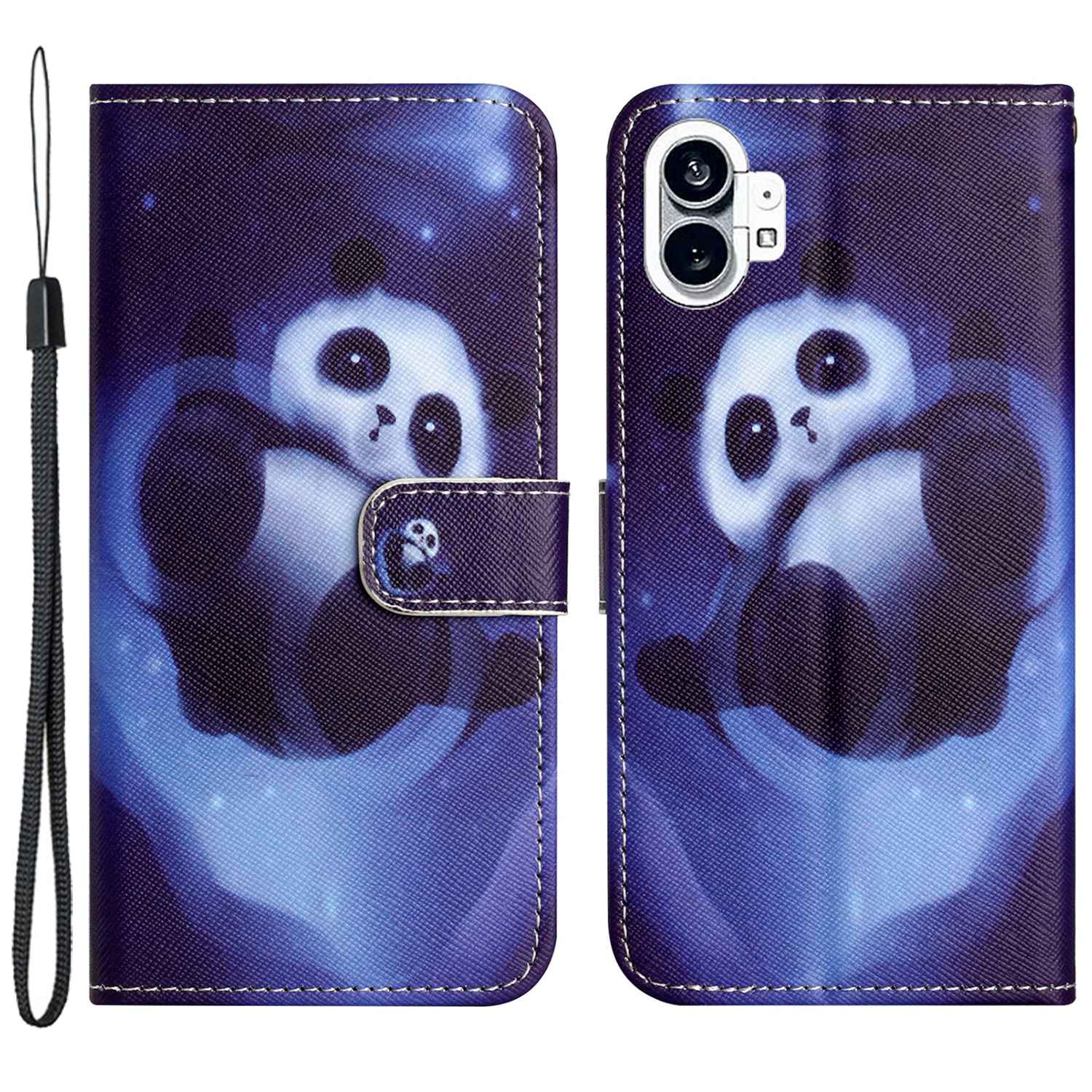 

Für Nichts Telefone (1) 5G Cross Textur Wallet Flip Phone Deckung PU Leder 3D Muster Druckverstellbares Ständer Shell Mit Riemen - Panda, Nothing phone (1) 5G