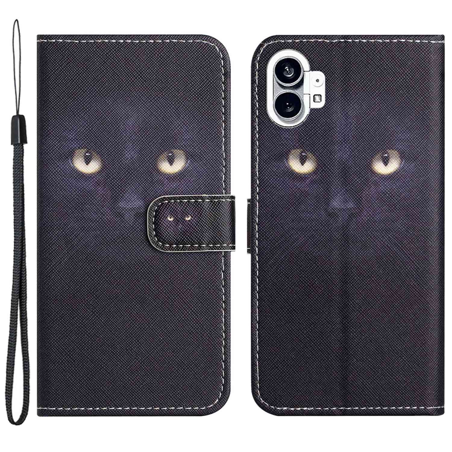 

Für Nichts Telefone (1) 5G Cross Textur Wallet Flip Phone Deckung PU Leder 3D Muster Druckverstellbares Ständer Shell Mit Riemen - Katzenauge, Nothing phone (1) 5G