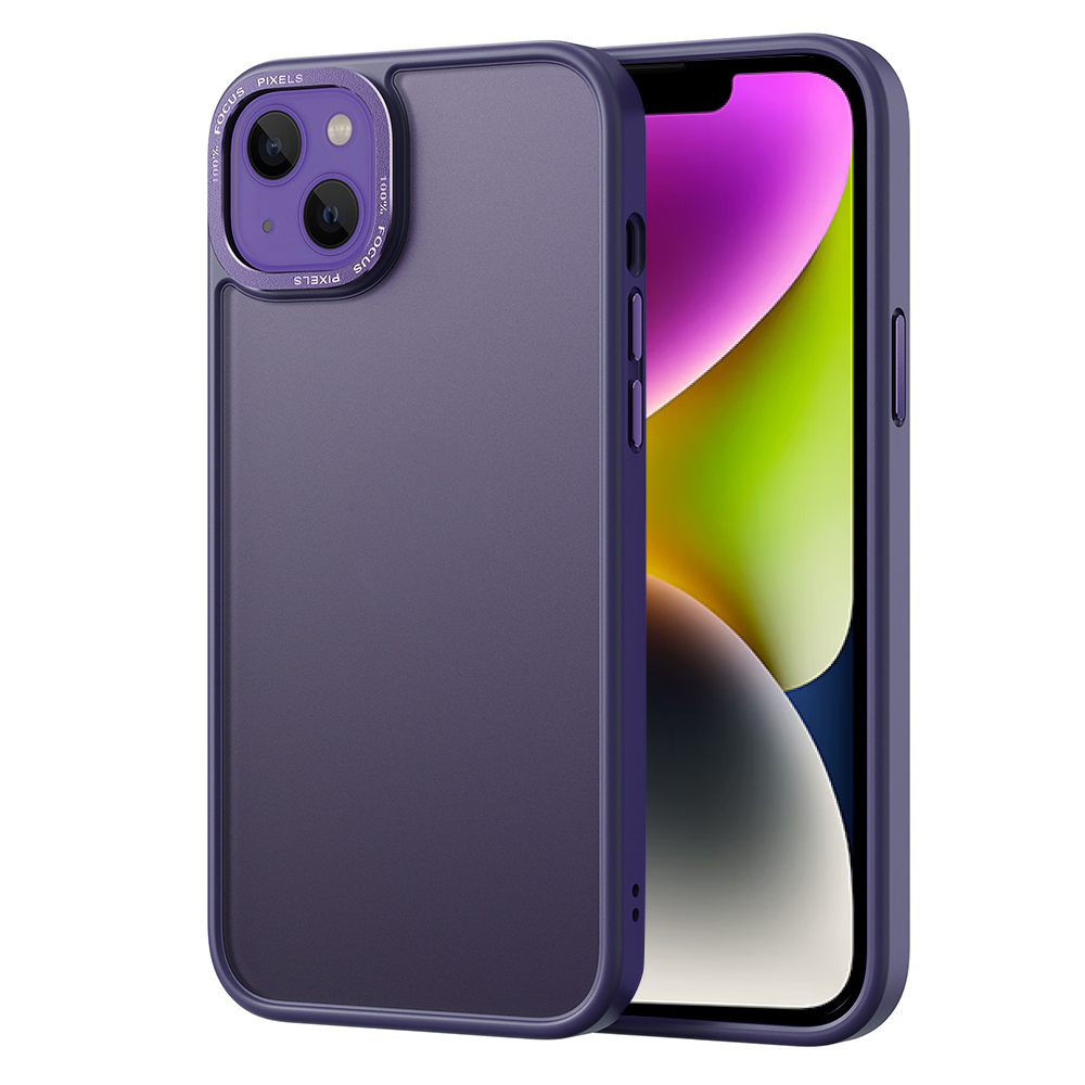 

Optimal Shield Upgraded Version Phone Case for iPhone 14 Plus, Aluminum Alloy Camera Protection Ring Design PC + TPU Mobile Phone Cover - Purple, iPhone 14 Plus