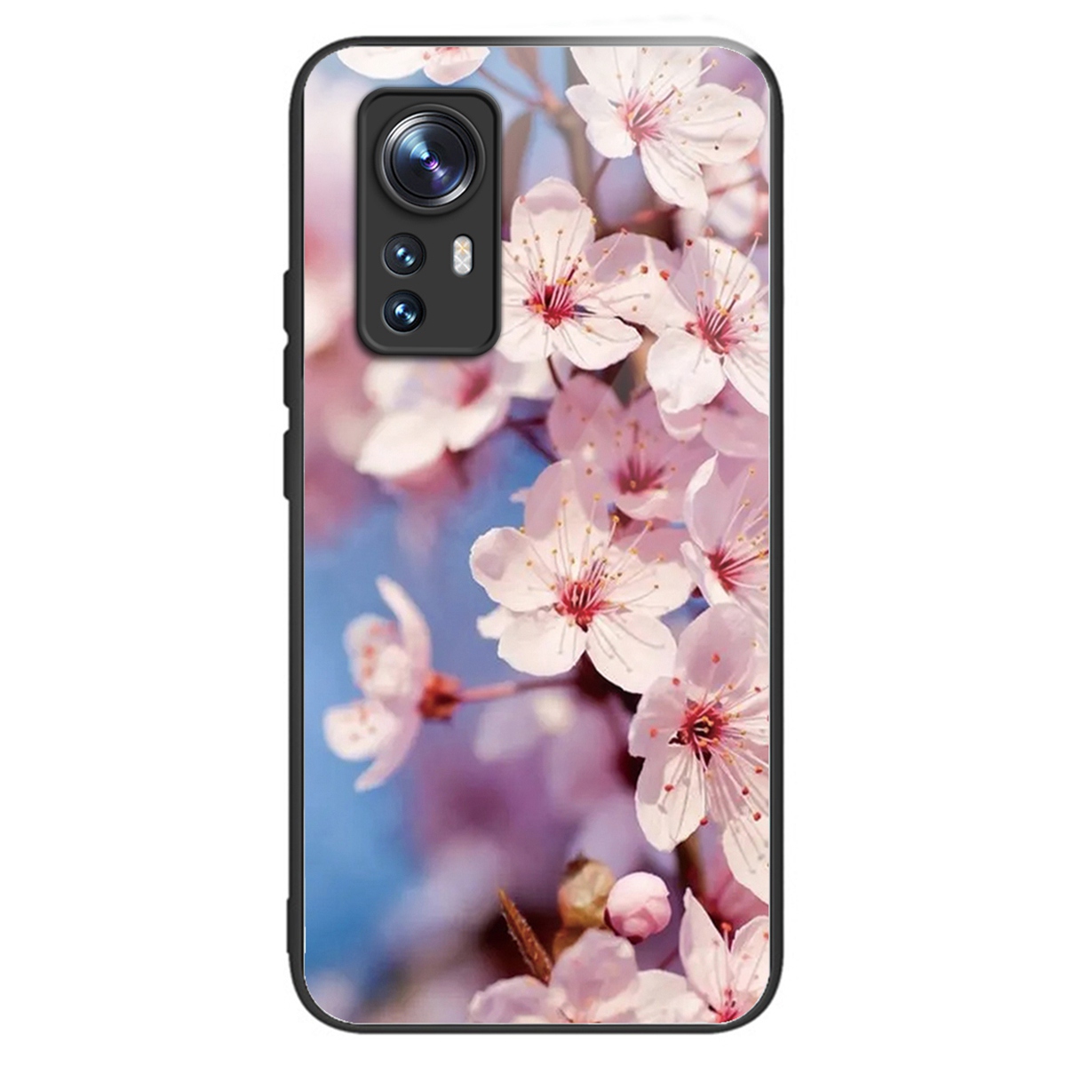 

Für Xiaomi 12 5g / 12x 5g / 12S 5G Schockdes TPU -rahmen Temperiertes Glas Rückenschalenmuster Druckphase Handy Hülle - Pfirsichblüte, Xiaomi 12 5G