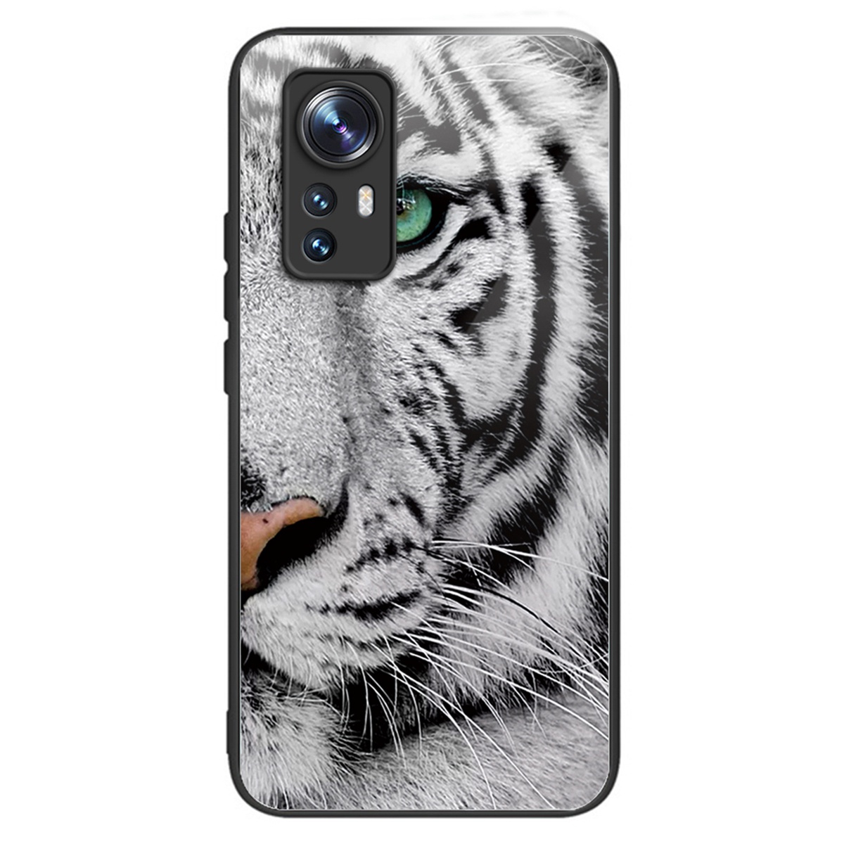 

Für Xiaomi 12 5g / 12x 5g / 12S 5G Schockdes TPU -rahmen Temperiertes Glas Rückenschalenmuster Druckphase Handy Hülle - Tigerkopf, Xiaomi 12 5G