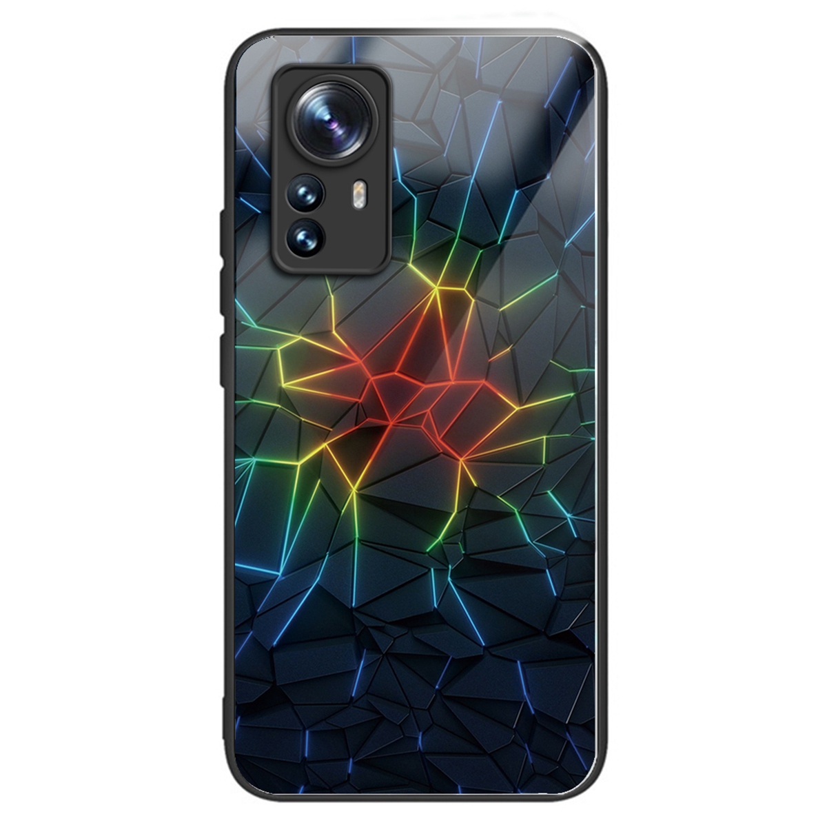 

Für Xiaomi 12 Pro 5g / 12s Pro 5g / 12 Pro (abmessung) 5G TPU + Tempered Glass-haste Muster Druckendruck - Geometrie, Xiaomi 12 Pro 5G